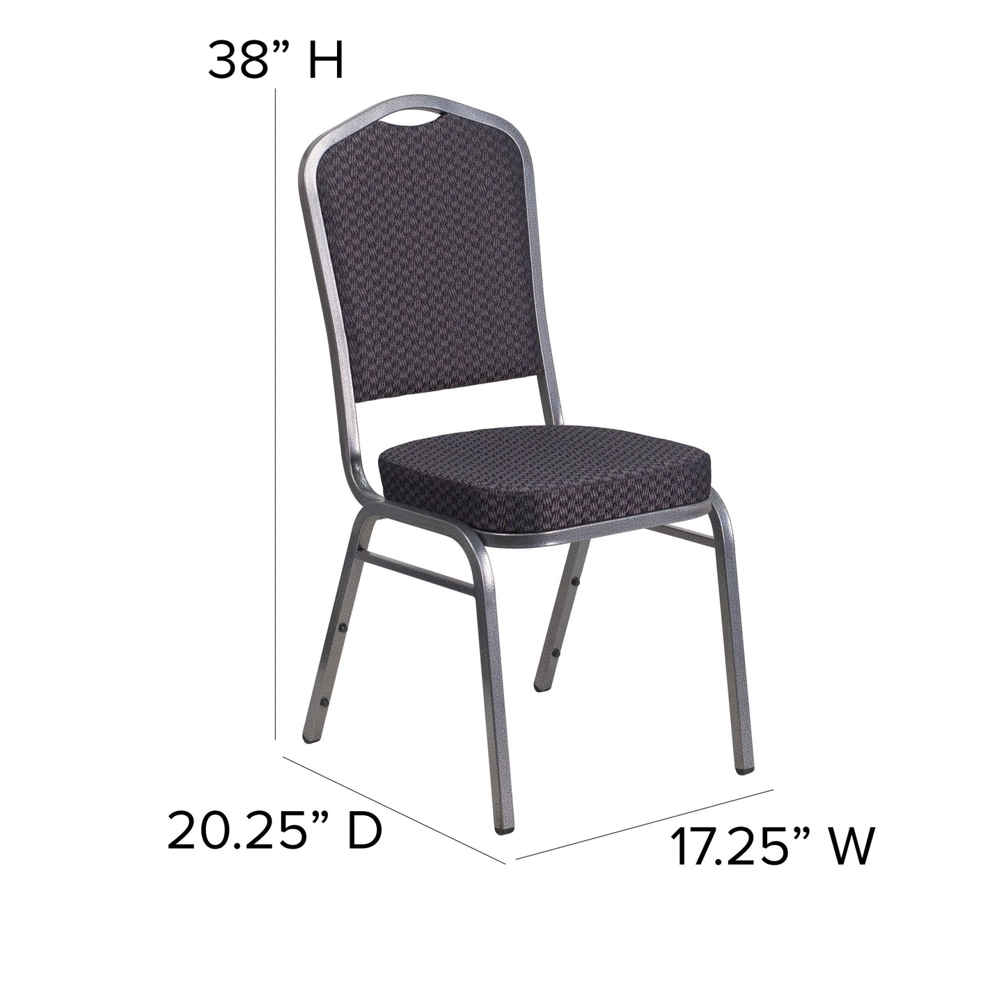 Black Fabric Banquet Chair HF-C01-SV-E26-BK-GG