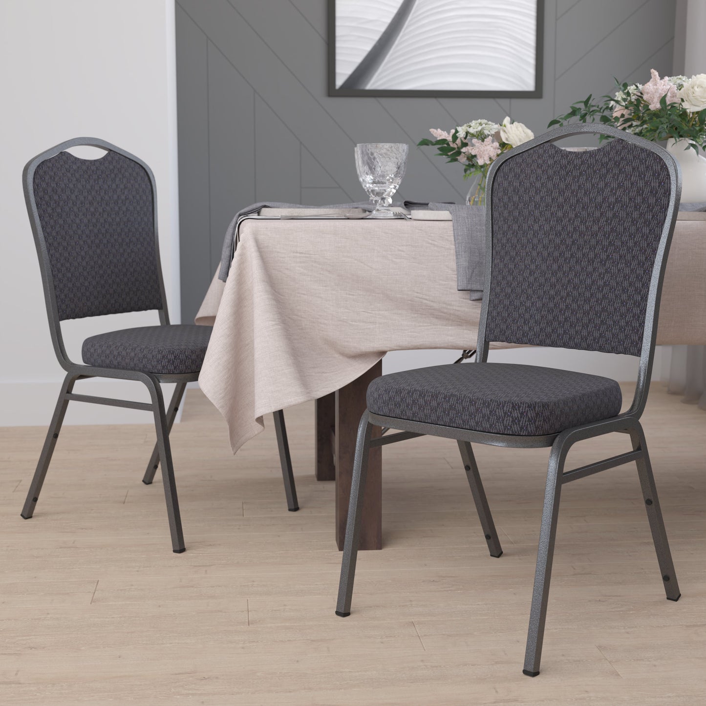 Black Fabric Banquet Chair HF-C01-SV-E26-BK-GG