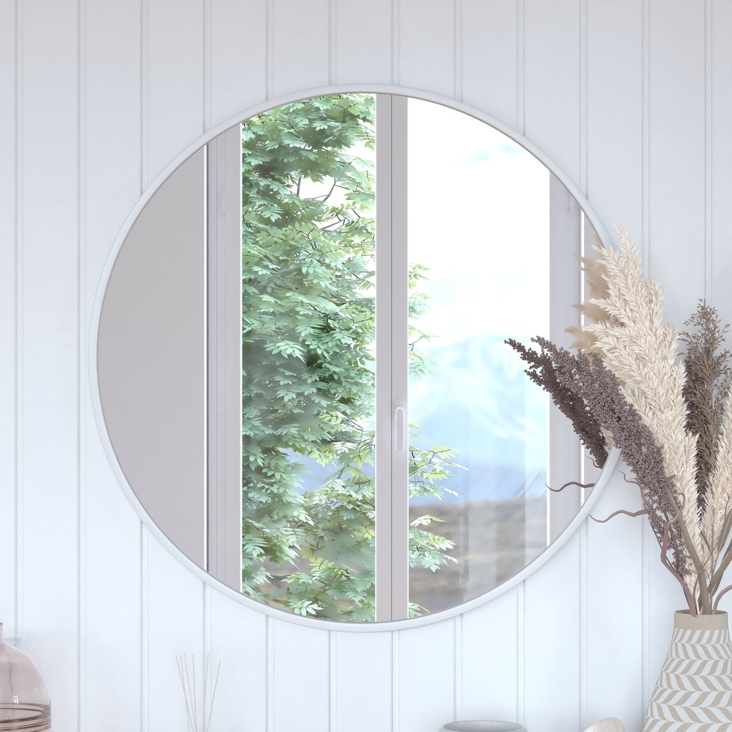 Silver 30" Round Wall Mirror HFKHD-0GD-CRE8-102315-GG