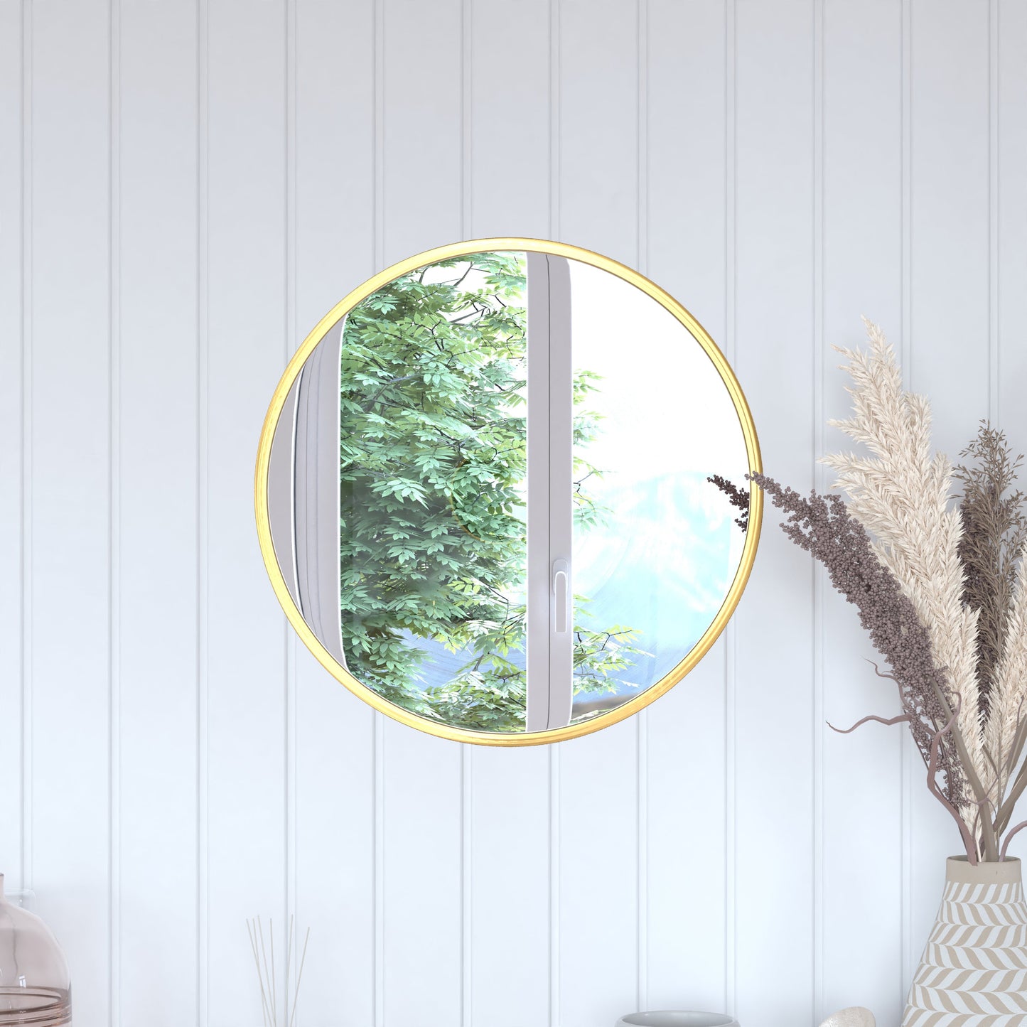 Gold 20" Round Wall Mirror HFKHD-0GD-CRE8-291315-GG