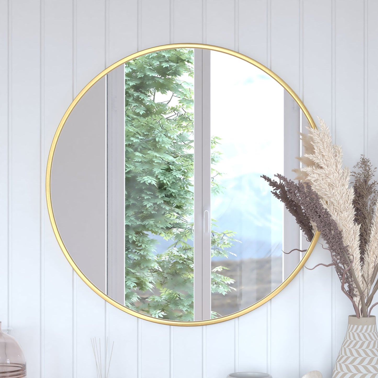 Gold 30" Round Wall Mirror HFKHD-0GD-CRE8-491315-GG