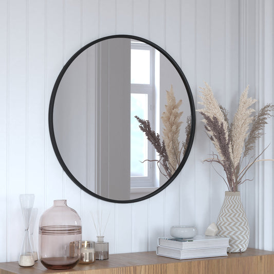 Black 30" Round Wall Mirror HFKHD-0GD-CRE8-812315-GG