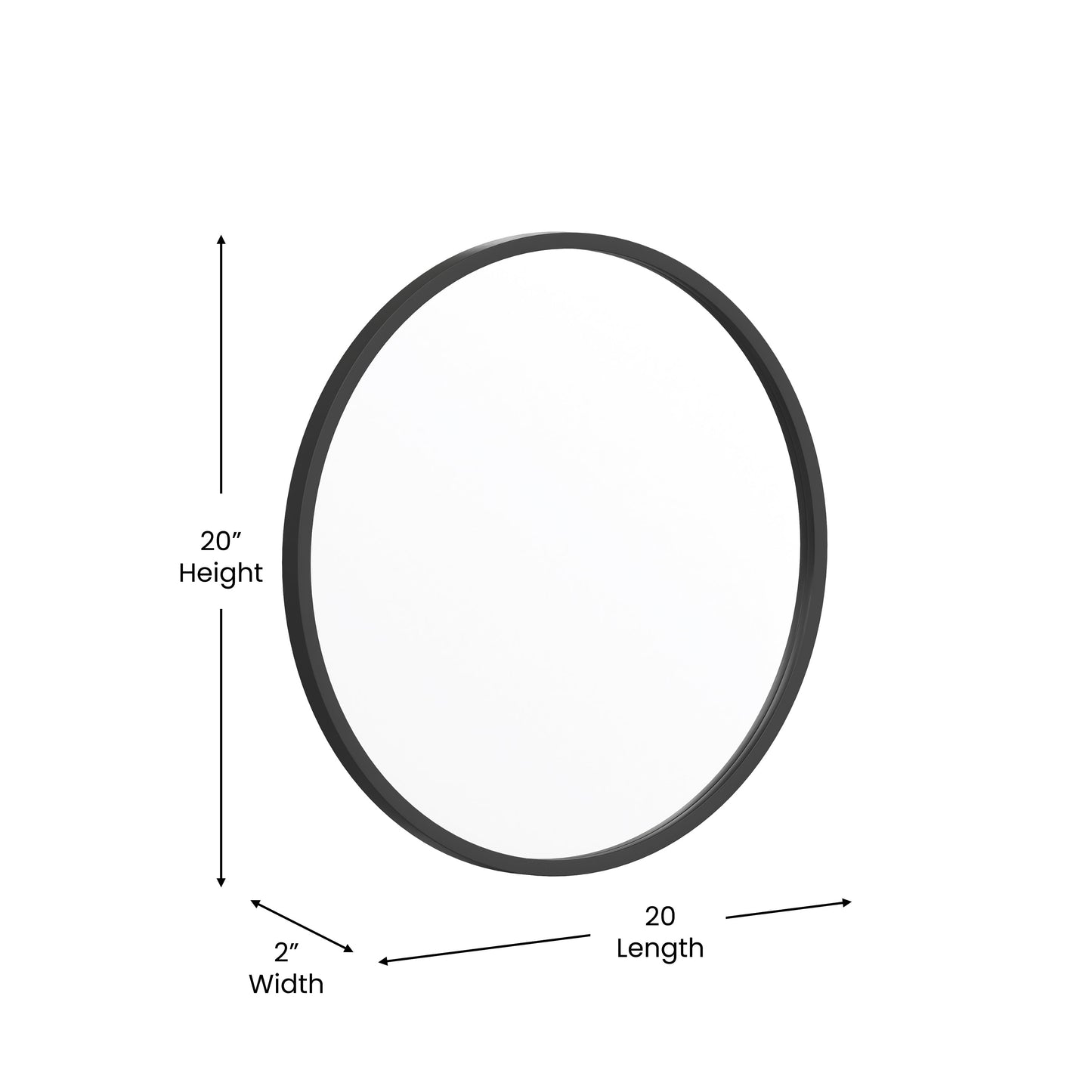 Black 20" Round Wall Mirror HFKHD-0GD-CRE8-981315-GG