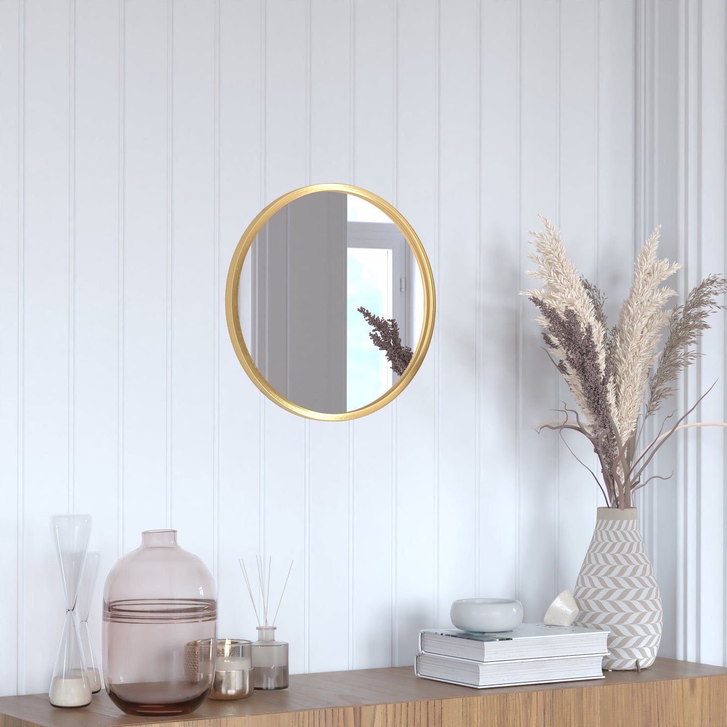 Gold 16" Round Wall Mirror HFKHD-6GD-CRE8-191315-GG