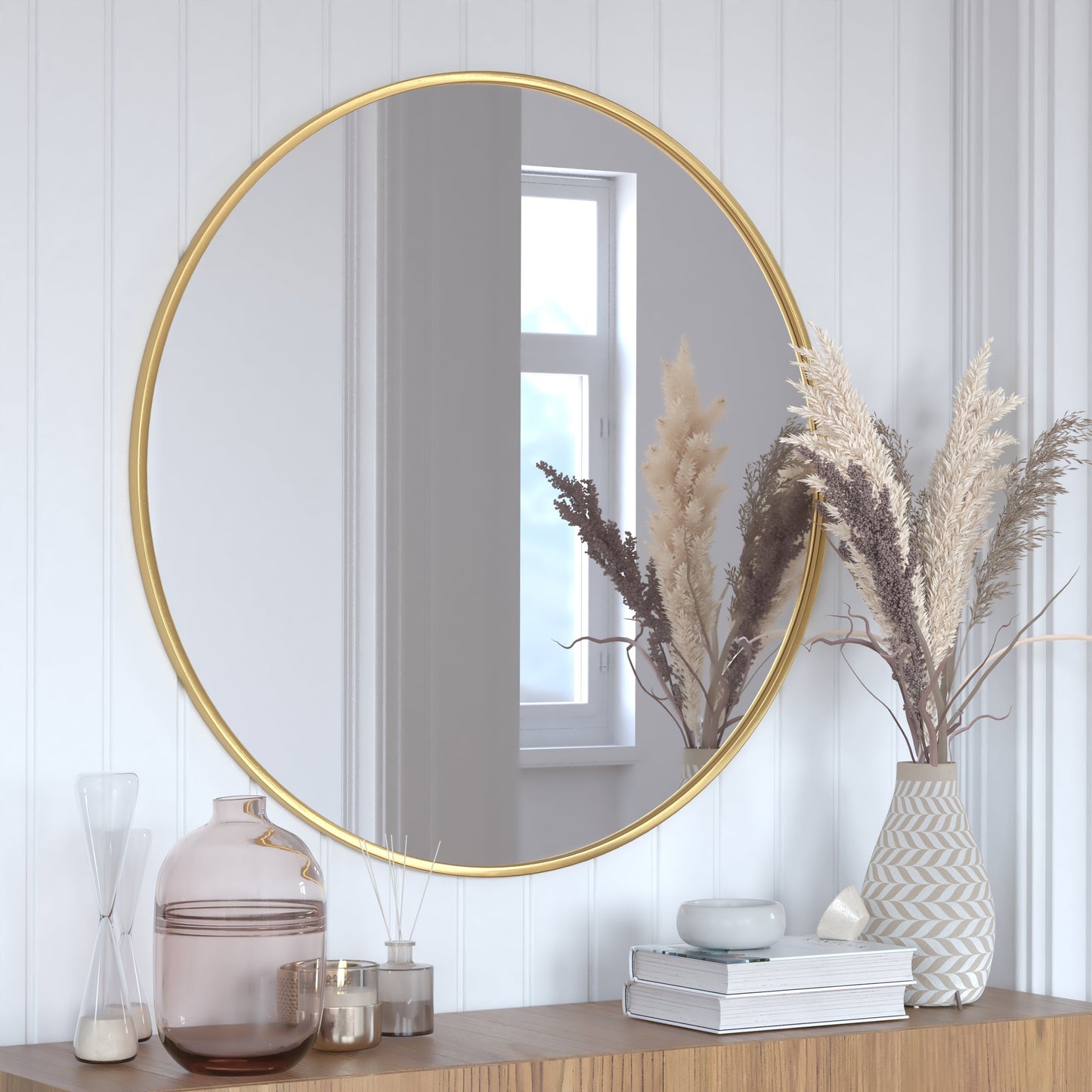 Gold 36" Round Wall Mirror HFKHD-6GD-CRE8-591315-GG