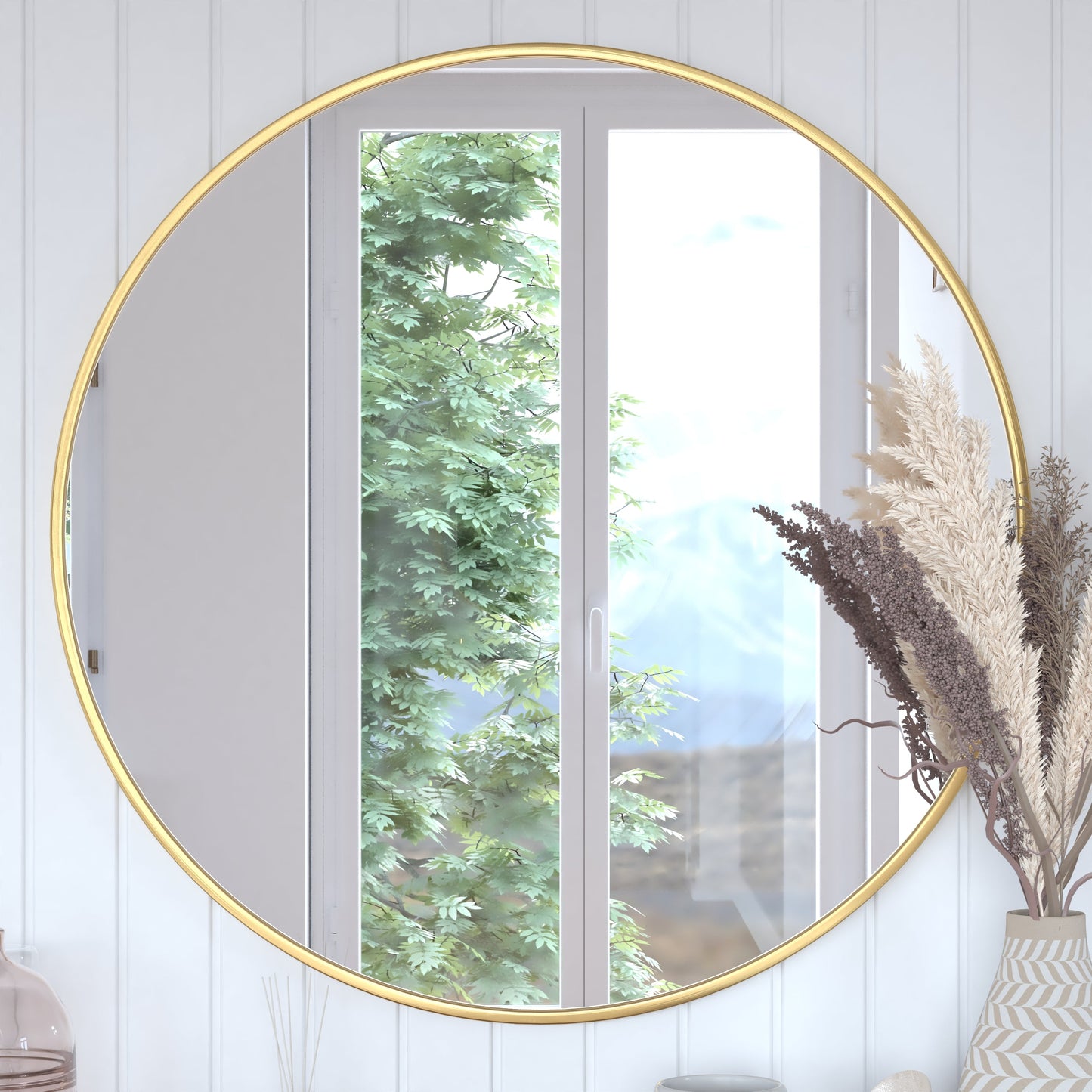 Gold 36" Round Wall Mirror HFKHD-6GD-CRE8-591315-GG