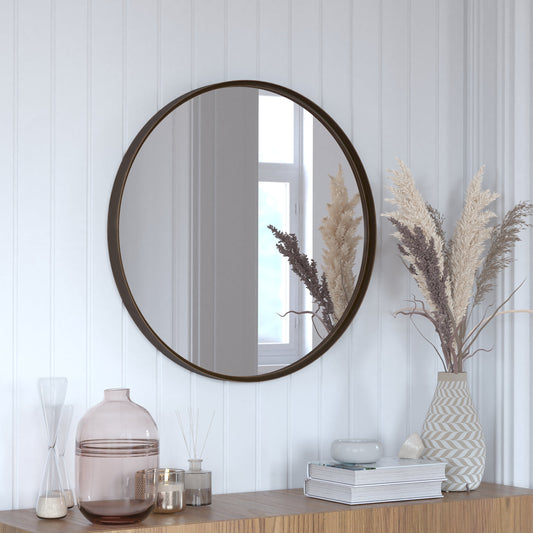 Bronze 27.5" Round Wall Mirror HFMHD-275-CRE8-512315-GG