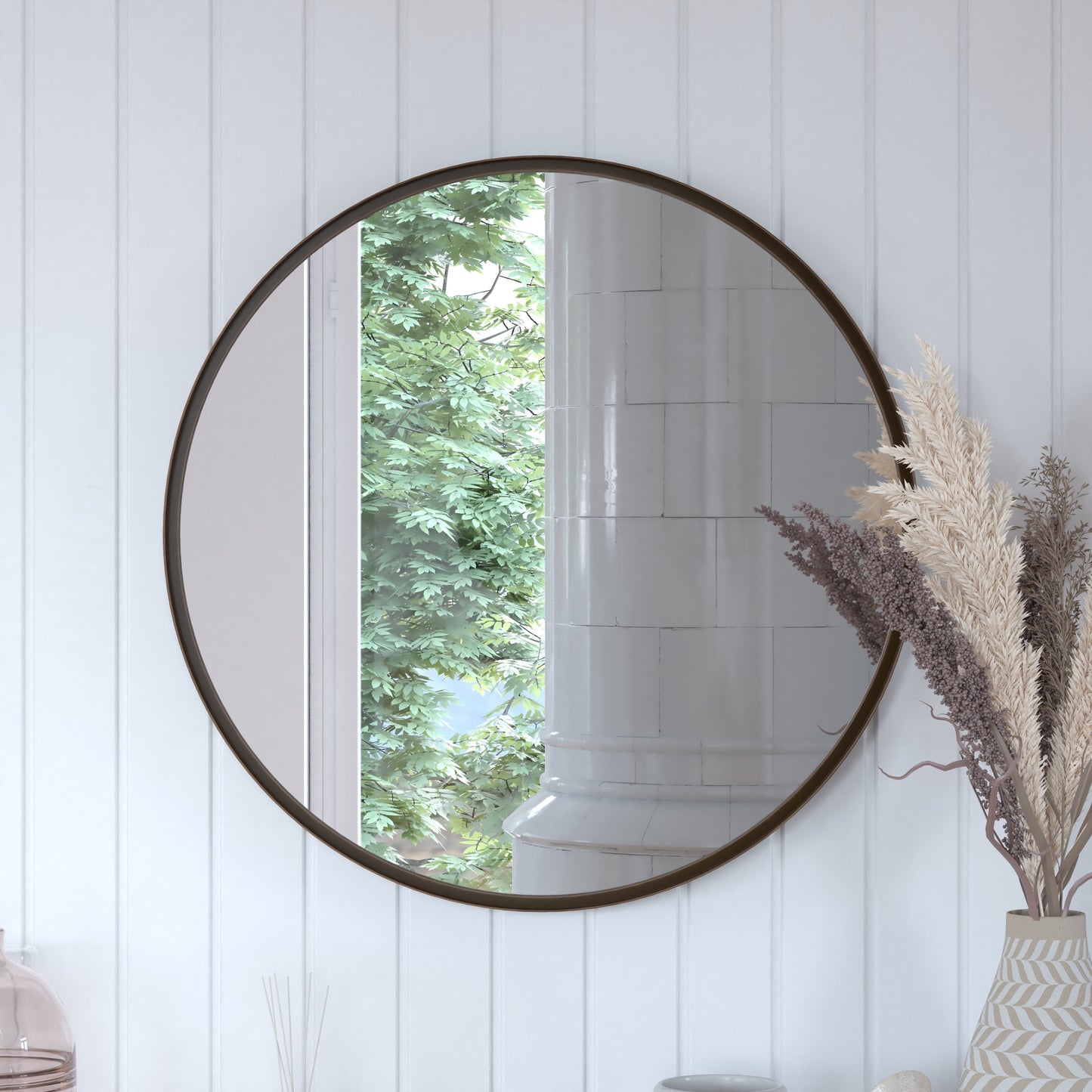 Bronze 27.5" Round Wall Mirror HFMHD-275-CRE8-512315-GG