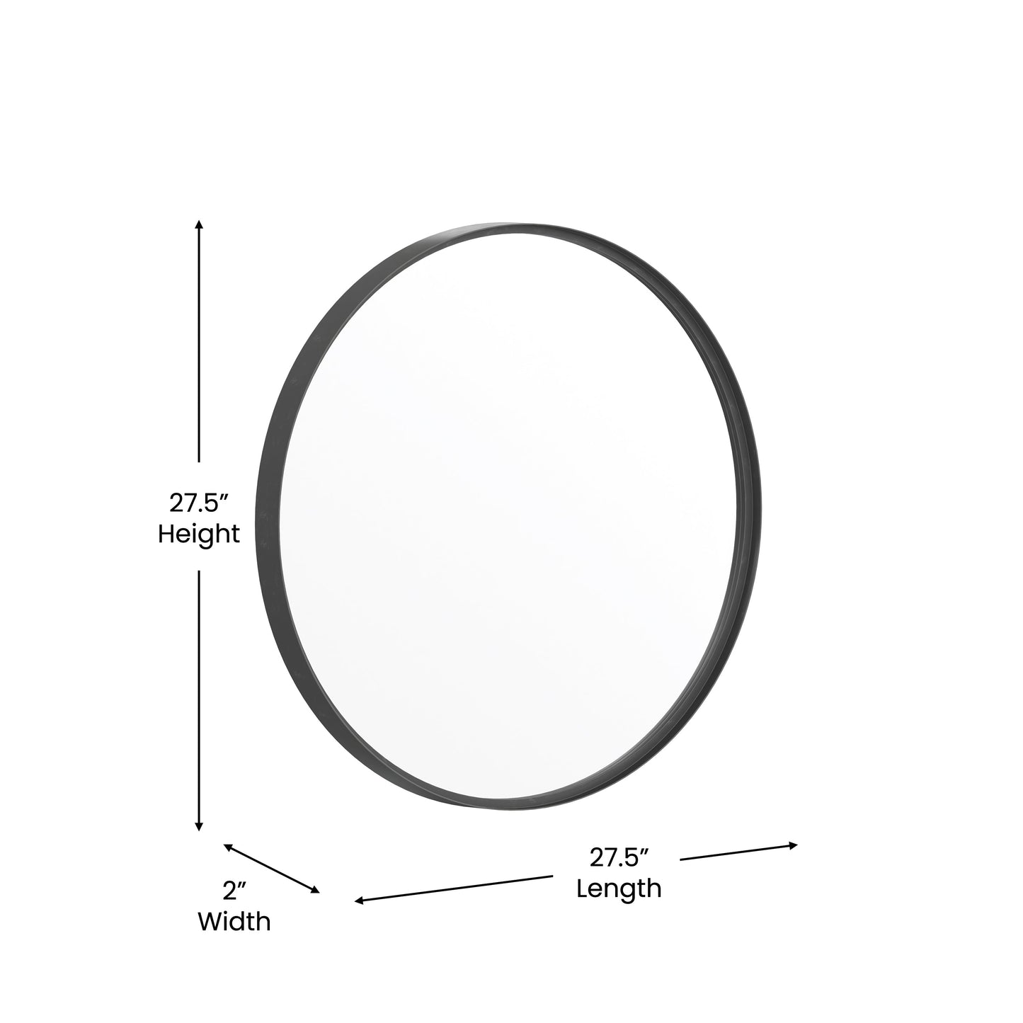 Black 27.5" Round Wall Mirror HFMHD-75G-CRE8-412315-GG