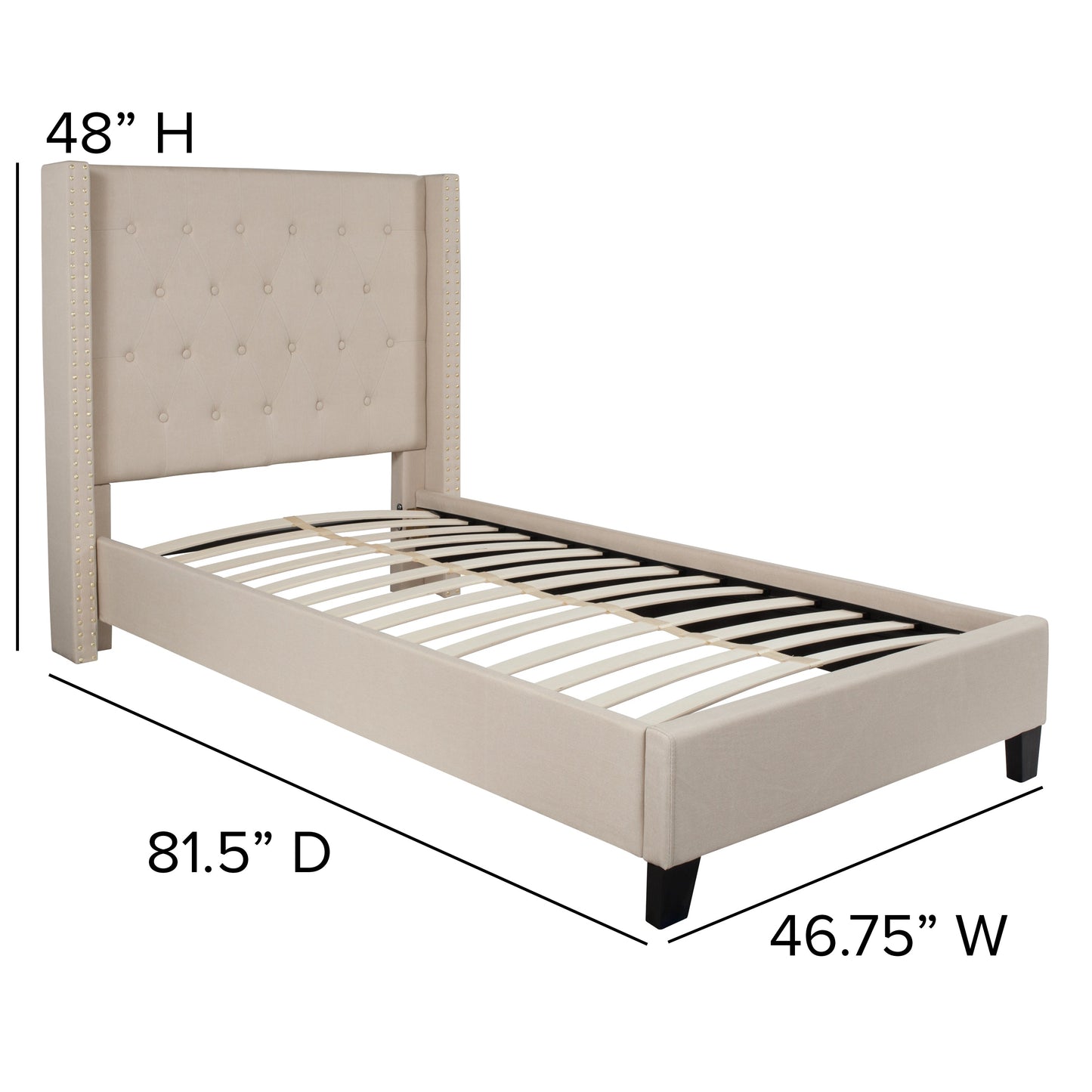 Twin Platform Bed-Beige HG-33-GG