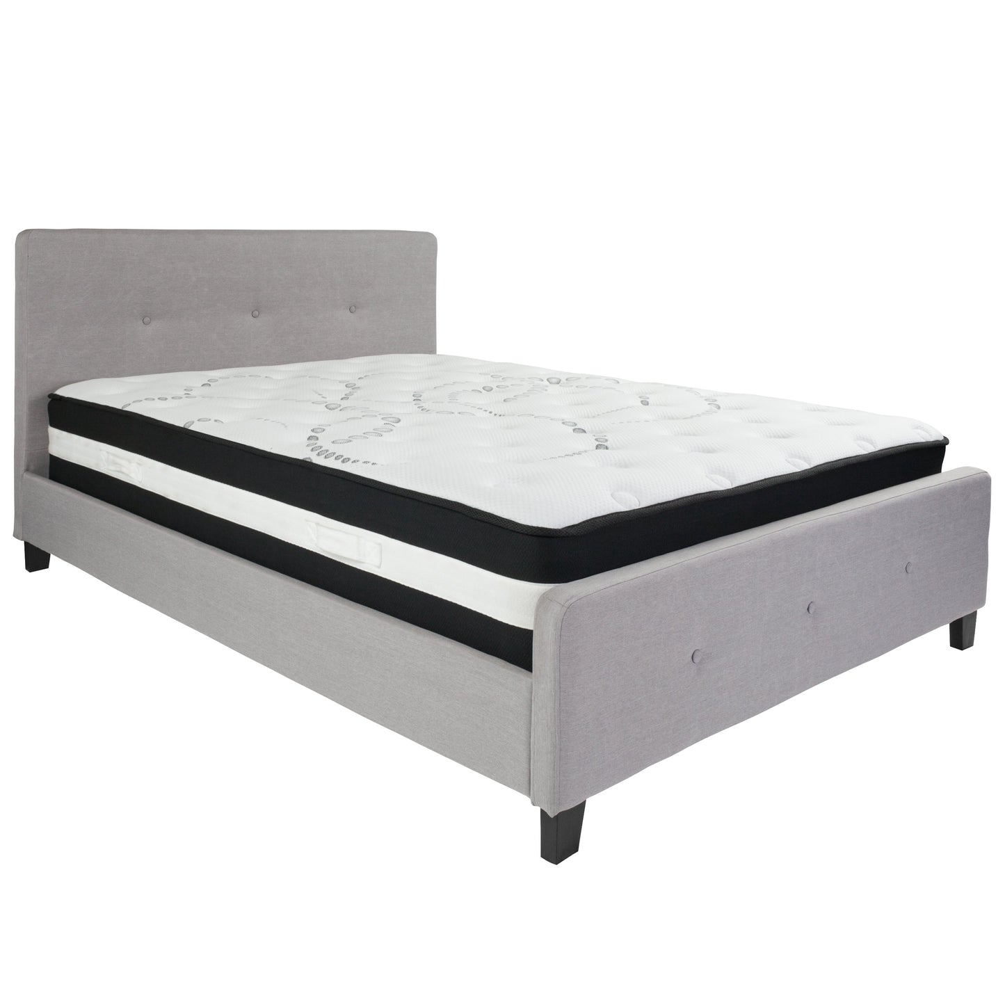 Queen Platform Bed Set-Gray HG-BM-27-GG