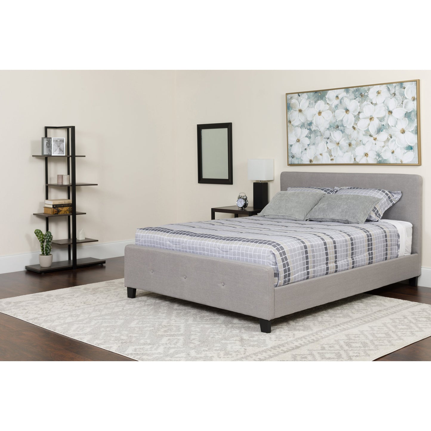 Queen Platform Bed Set-Gray HG-BM-27-GG