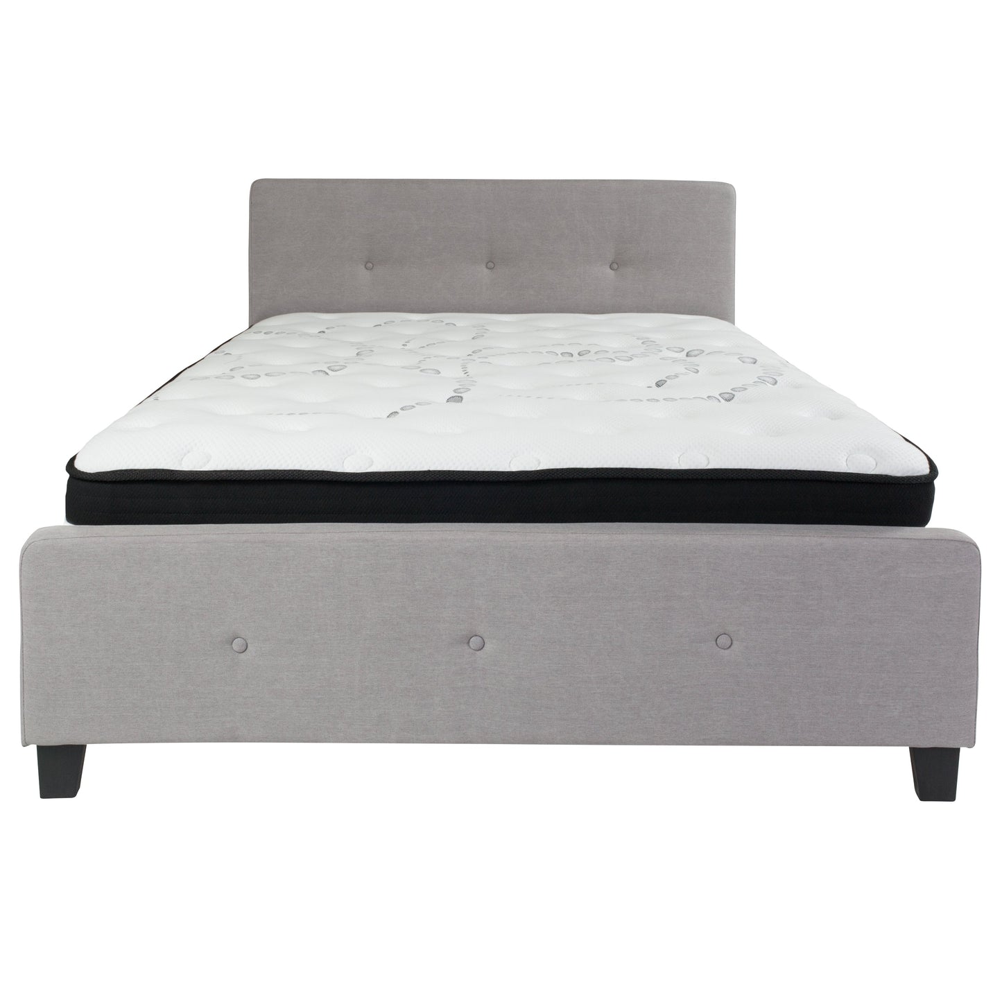 Queen Platform Bed Set-Gray HG-BM-27-GG