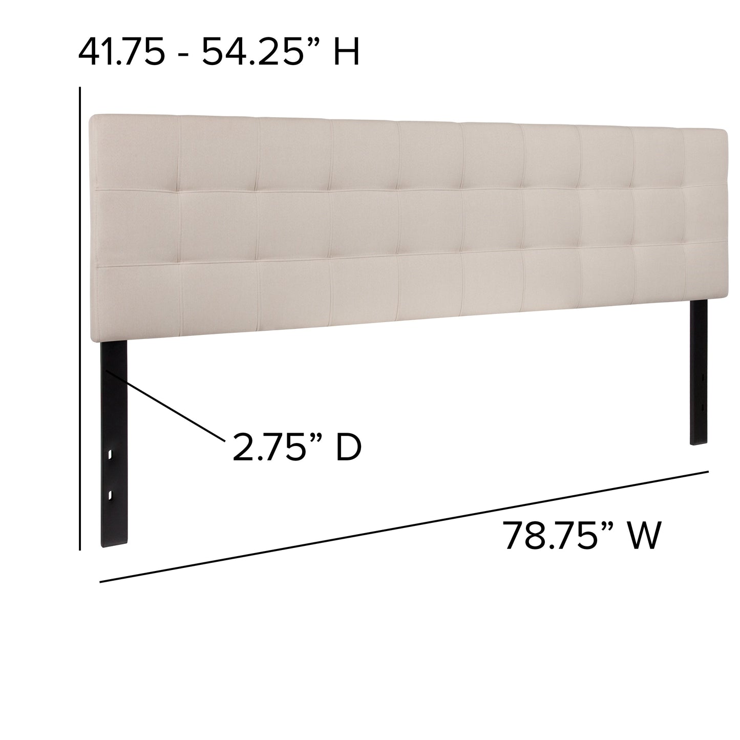 King Headboard-Beige Fabric HG-HB1704-K-B-GG