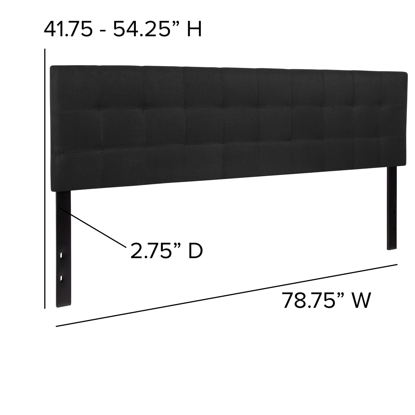 King Headboard-Black Fabric HG-HB1704-K-BK-GG