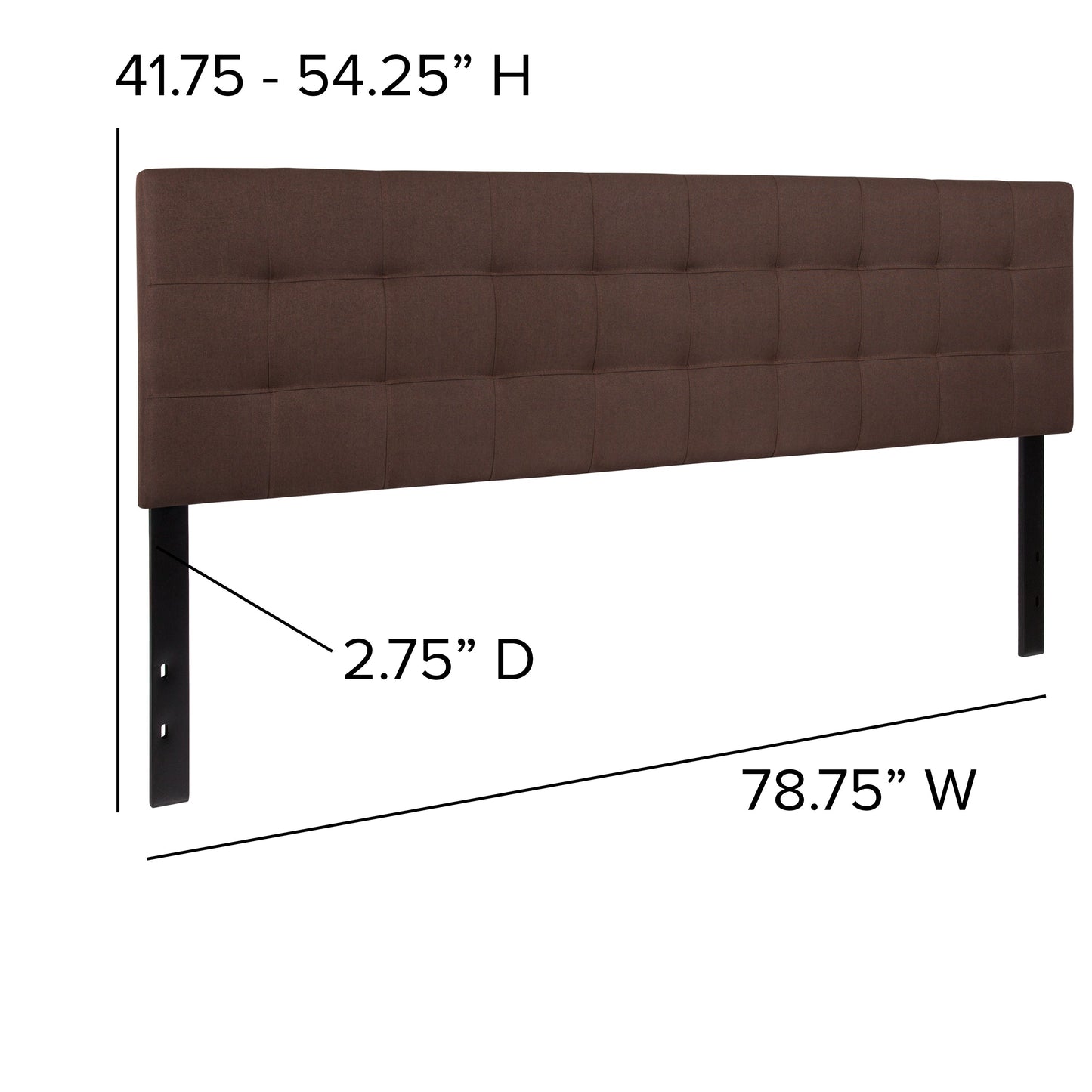 King Headboard-Brown Fabric HG-HB1704-K-DBR-GG