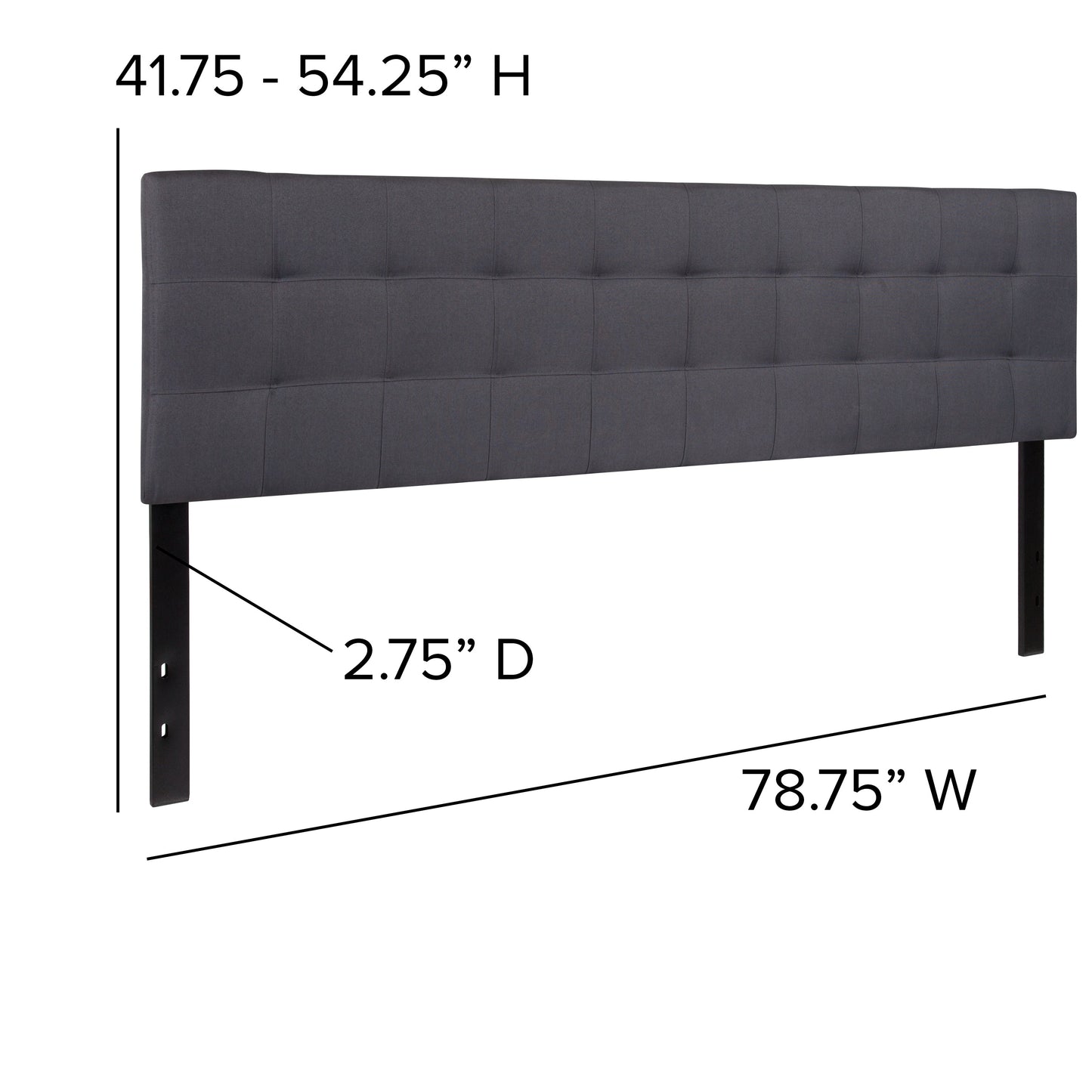 King Headboard-Gray Fabric HG-HB1704-K-DG-GG