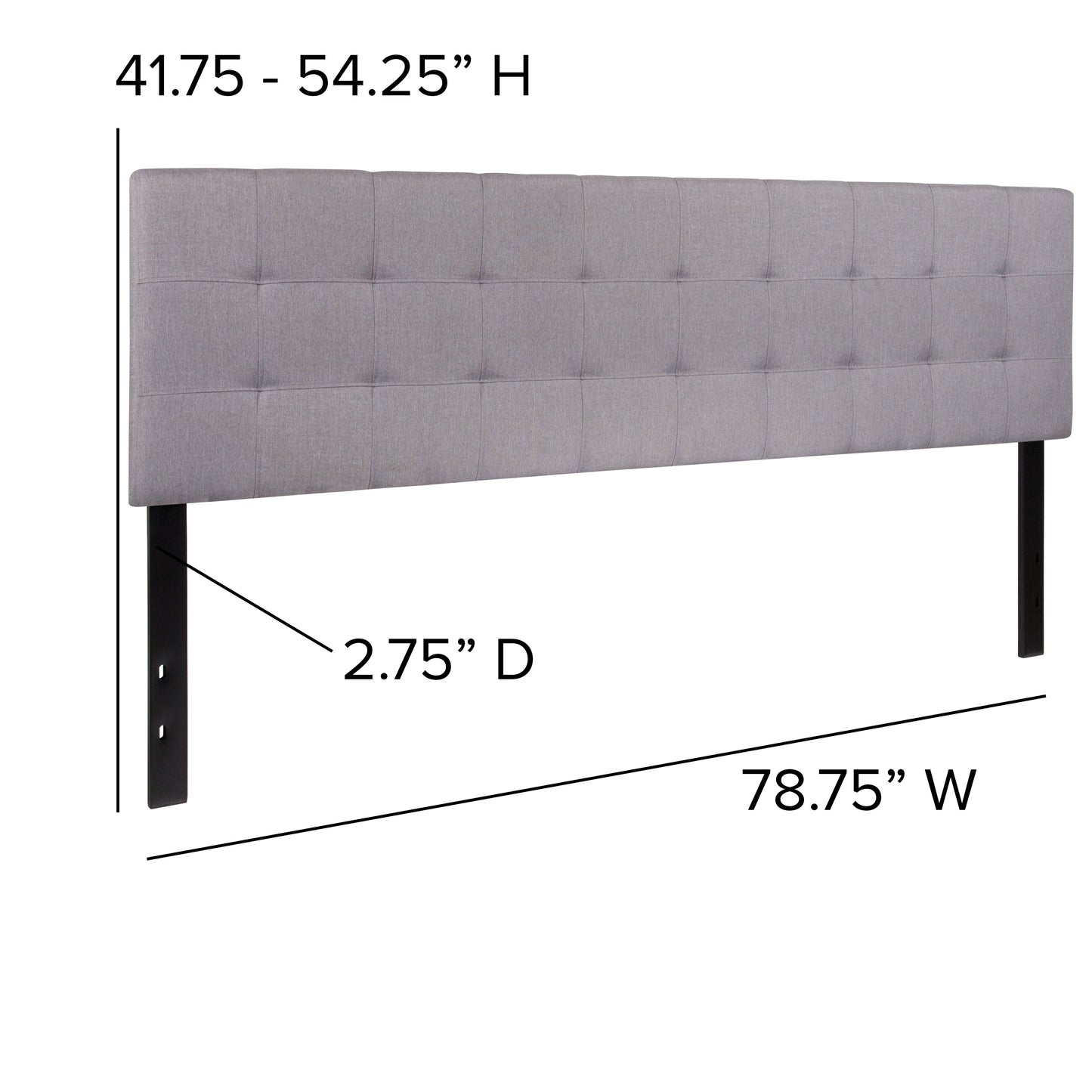 King Headboard-Gray Fabric HG-HB1704-K-LG-GG