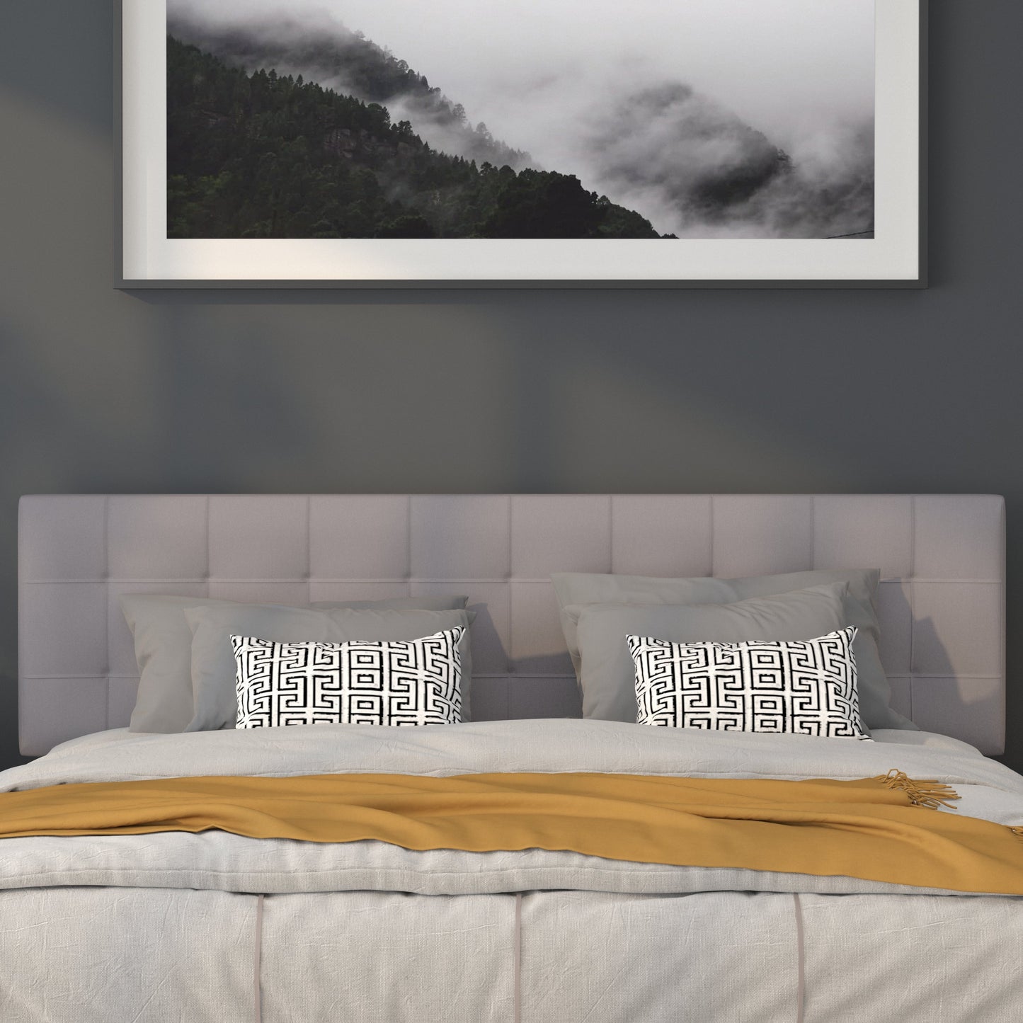 King Headboard-Gray Fabric HG-HB1704-K-LG-GG