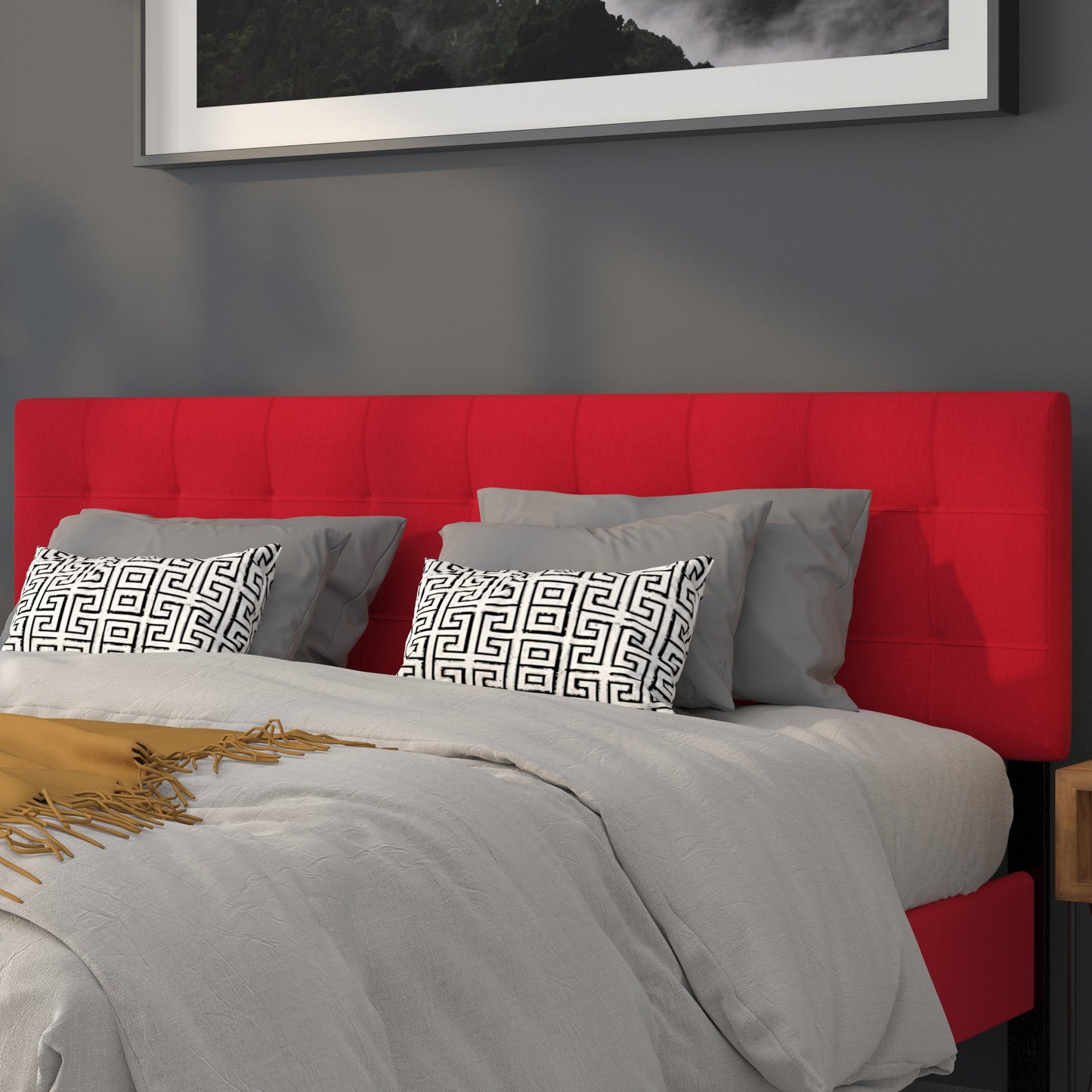 King Headboard-Red Fabric HG-HB1704-K-R-GG