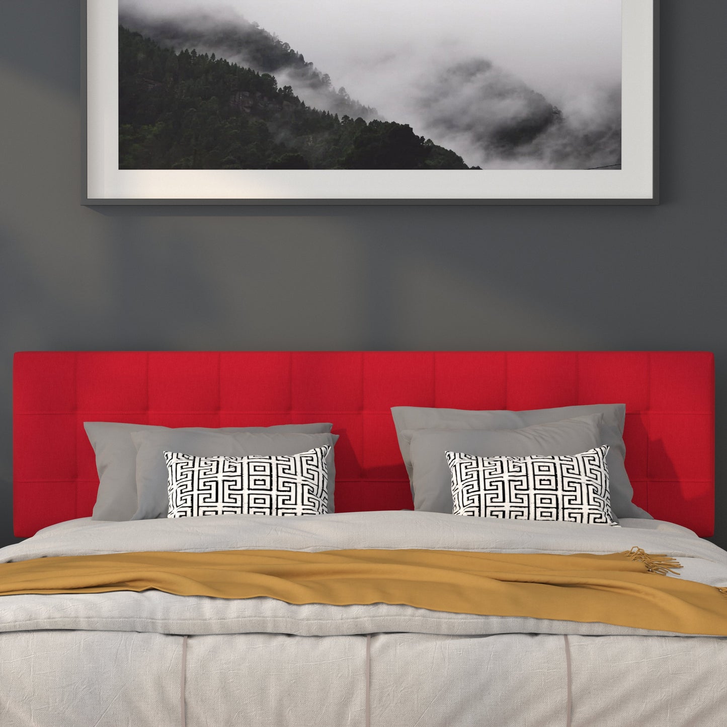 King Headboard-Red Fabric HG-HB1704-K-R-GG