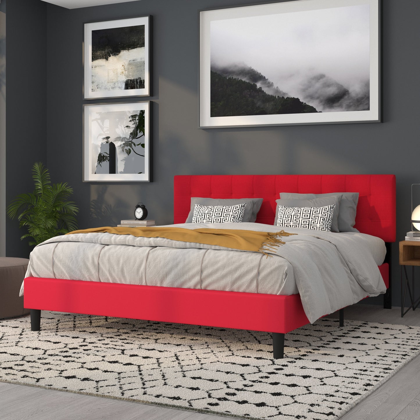 King Headboard-Red Fabric HG-HB1704-K-R-GG