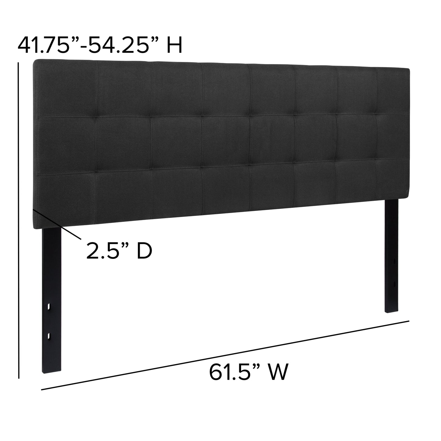 Queen Headboard-Black Fabric HG-HB1704-Q-BK-GG