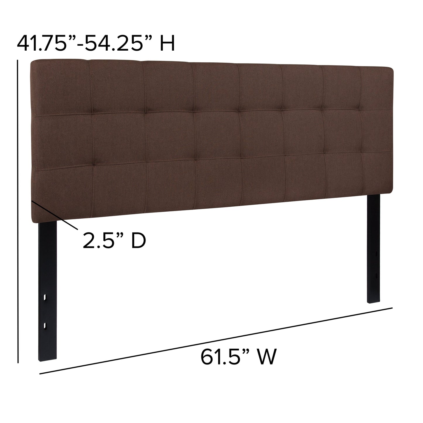 Queen Headboard-Brown Fabric HG-HB1704-Q-DBR-GG