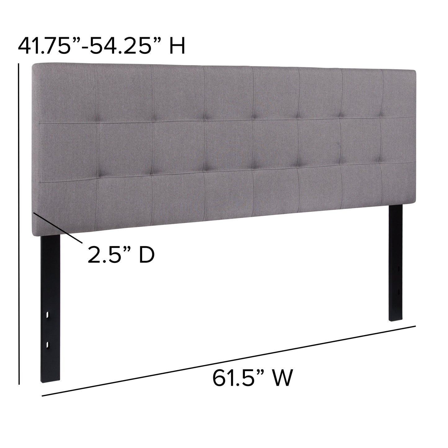 Queen Headboard-Gray Fabric HG-HB1704-Q-LG-GG