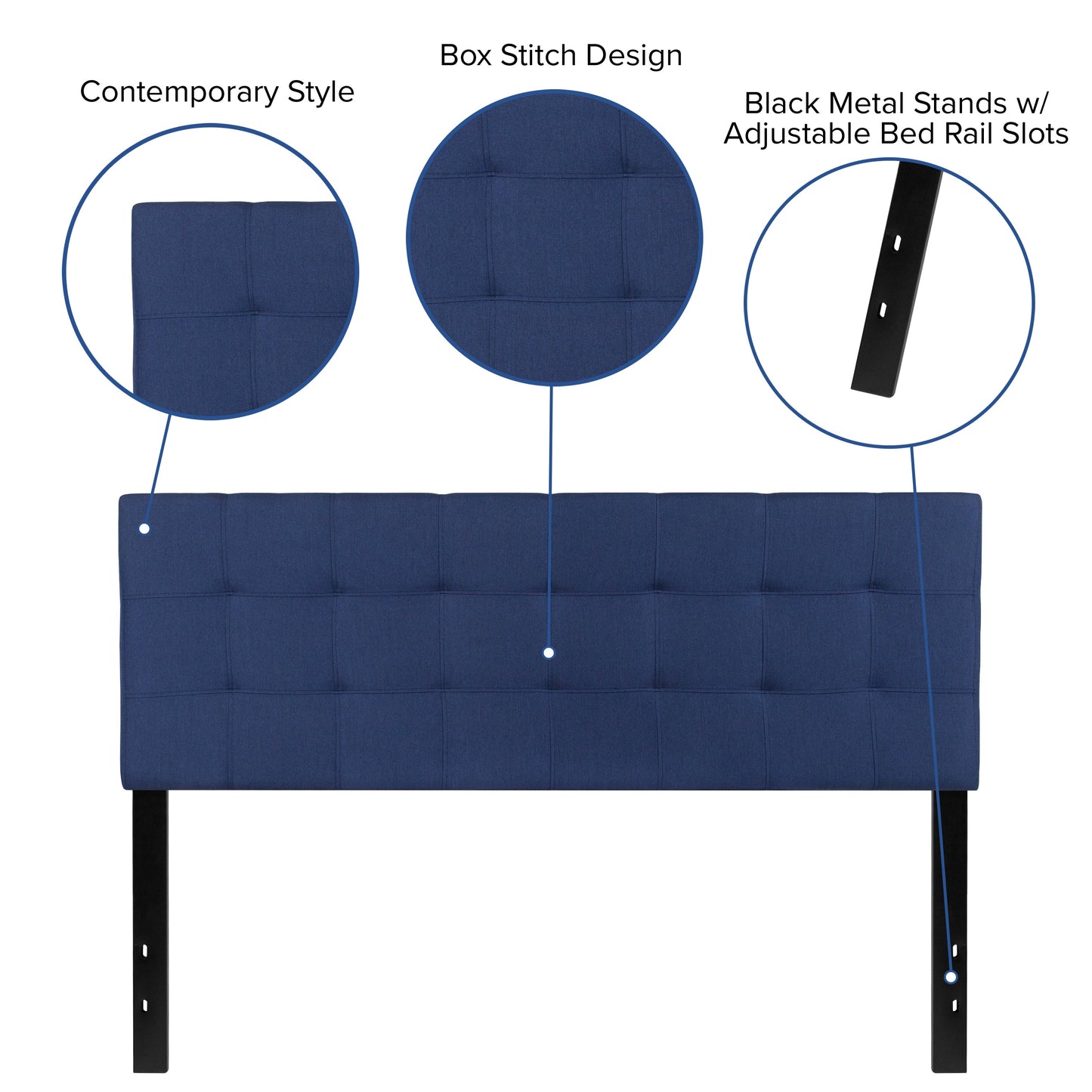 Queen Headboard-Navy Fabric HG-HB1704-Q-N-GG