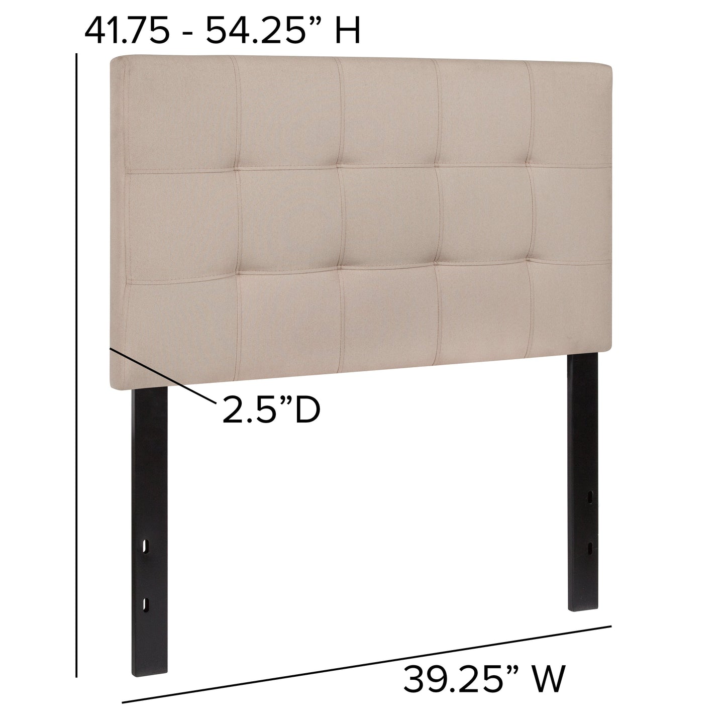 Twin Headboard-Beige Fabric HG-HB1704-T-B-GG