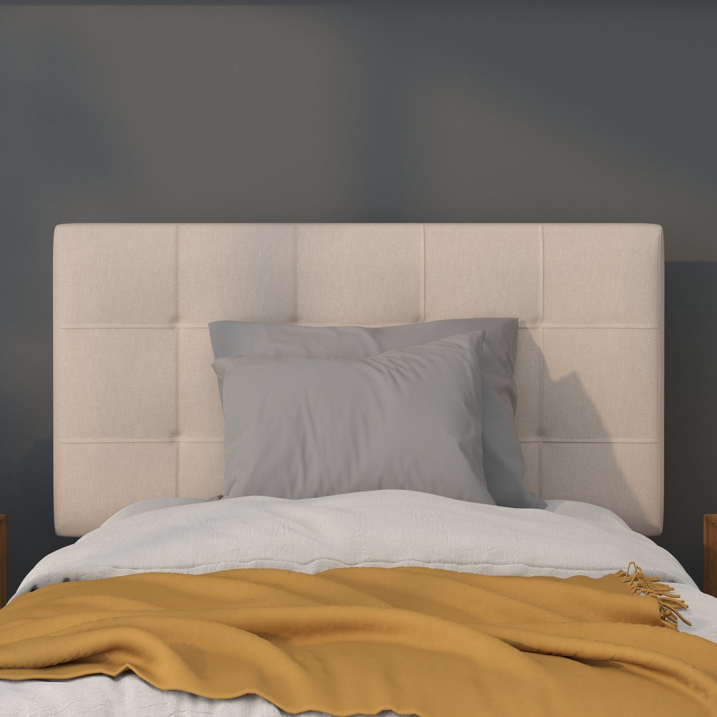 Twin Headboard-Beige Fabric HG-HB1704-T-B-GG