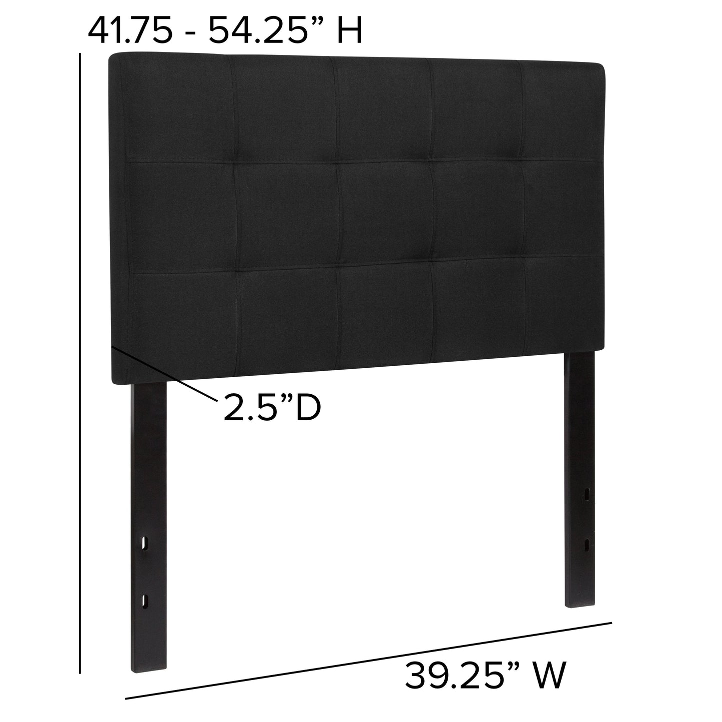 Twin Headboard-Black Fabric HG-HB1704-T-BK-GG