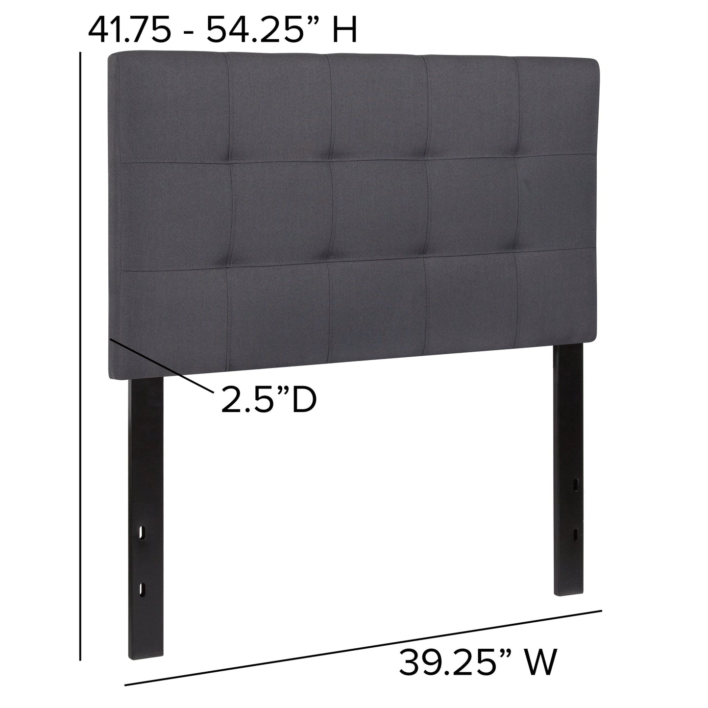 Twin Headboard-Gray Fabric HG-HB1704-T-DG-GG