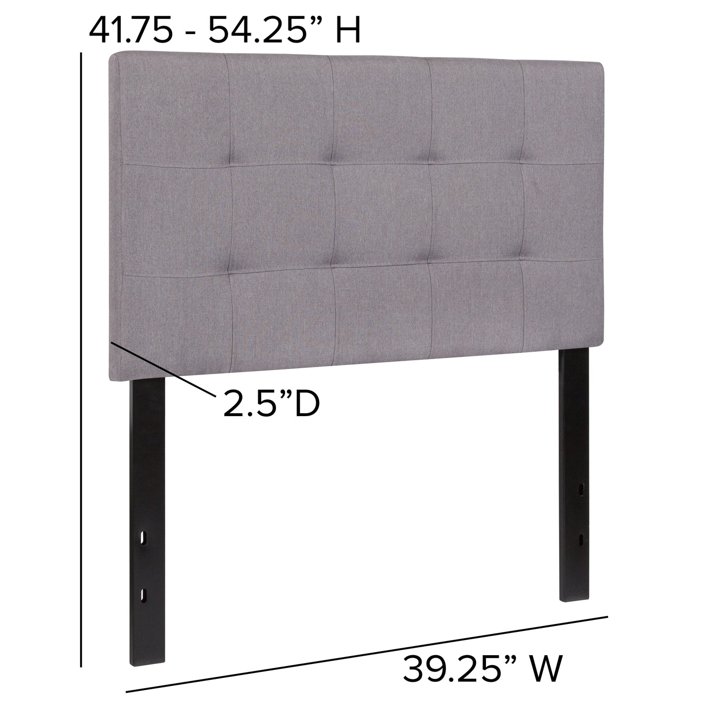 Twin Headboard-Gray Fabric HG-HB1704-T-LG-GG