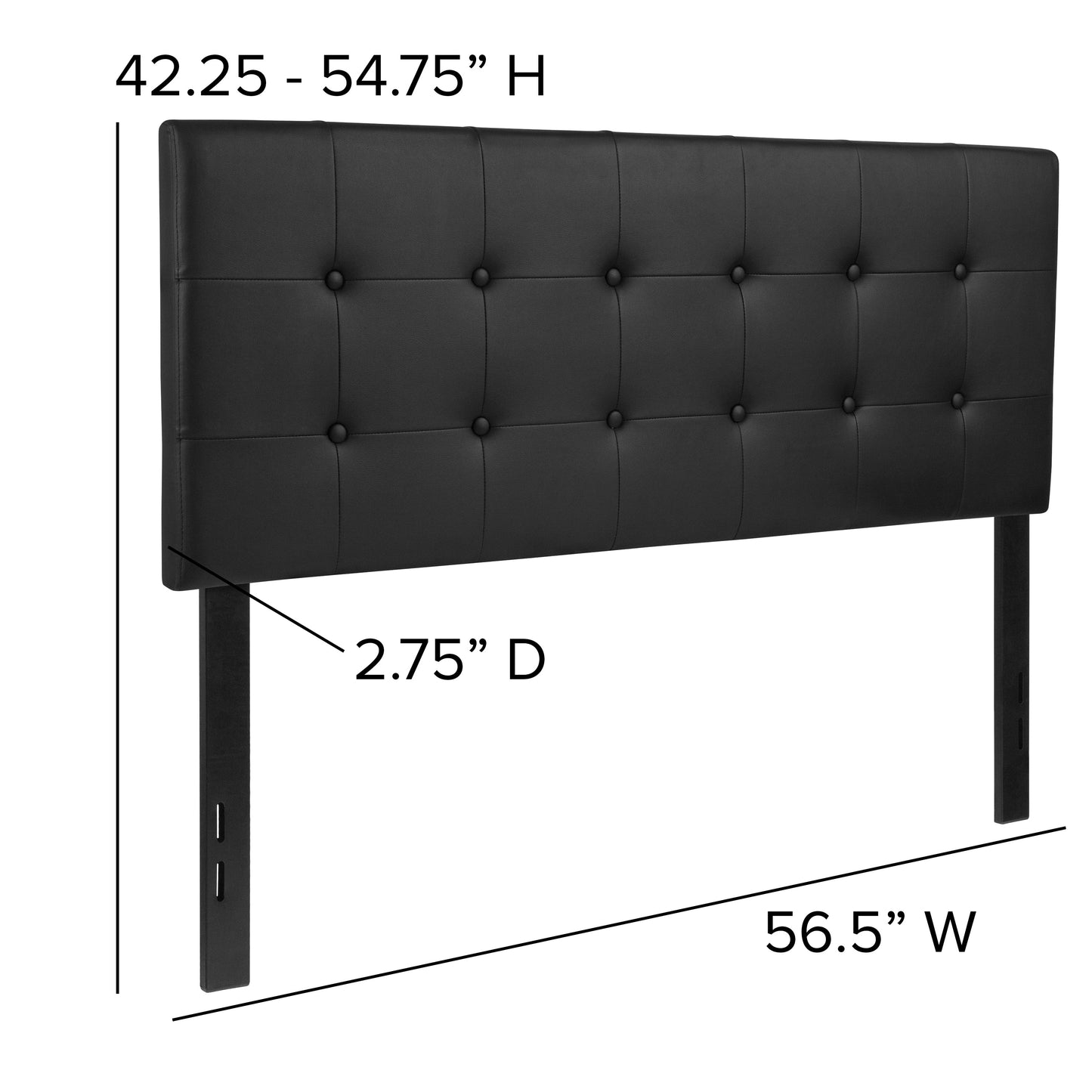 Full Headboard-Black Vinyl HG-HB1705-F-BK-GG