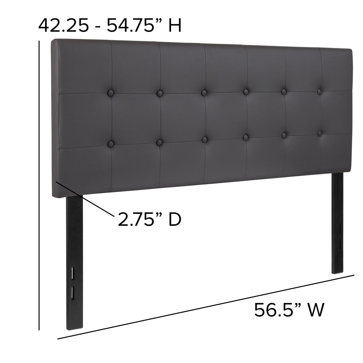 Full Headboard-Gray Vinyl HG-HB1705-F-GY-GG