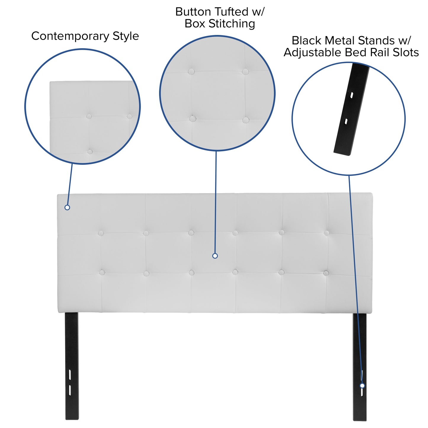 Full Headboard-White Vinyl HG-HB1705-F-W-GG