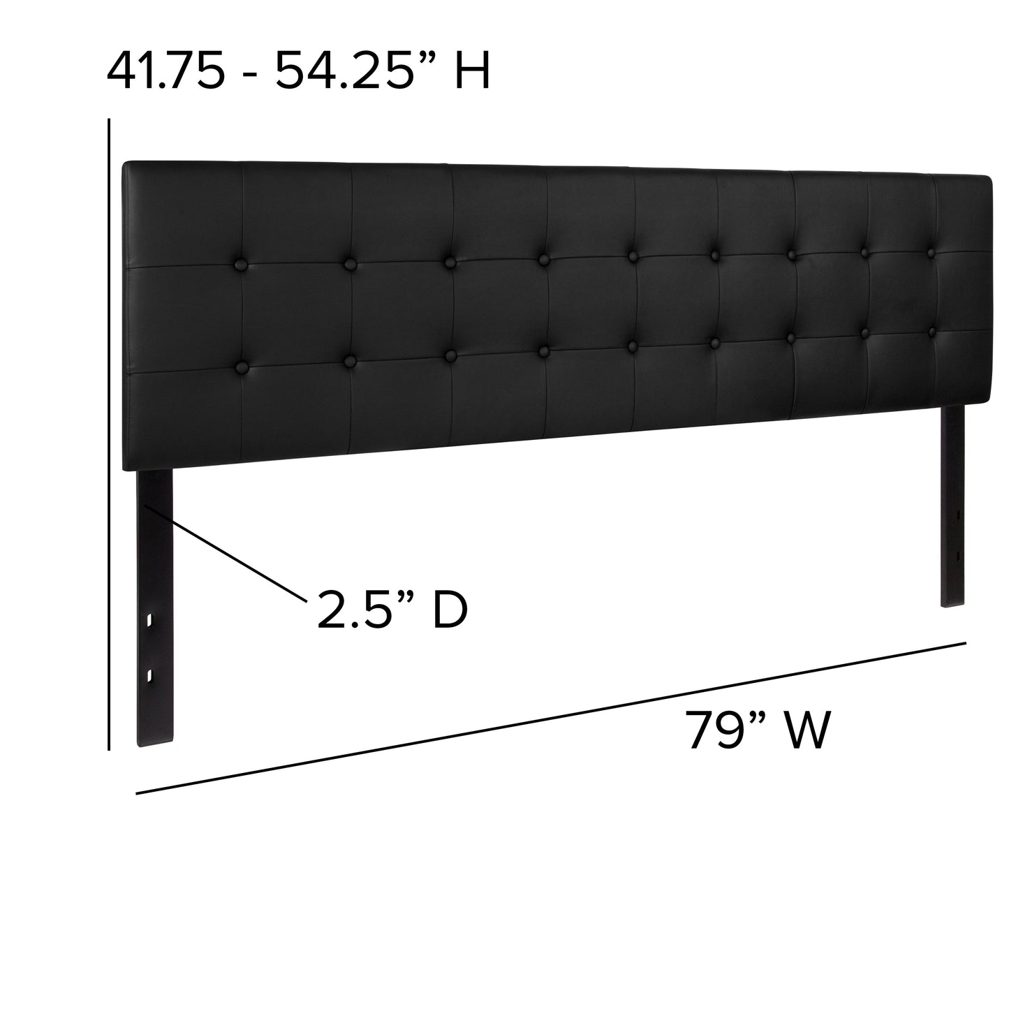 King Headboard-Black Vinyl HG-HB1705-K-BK-GG