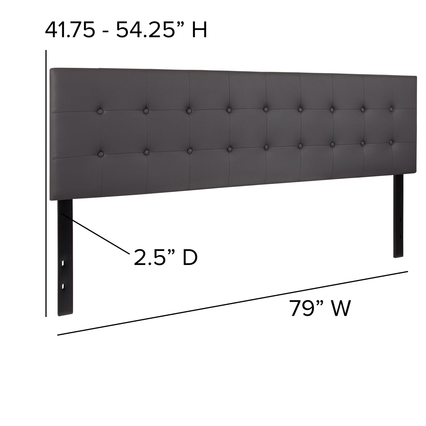 King Headboard-Gray Vinyl HG-HB1705-K-GY-GG