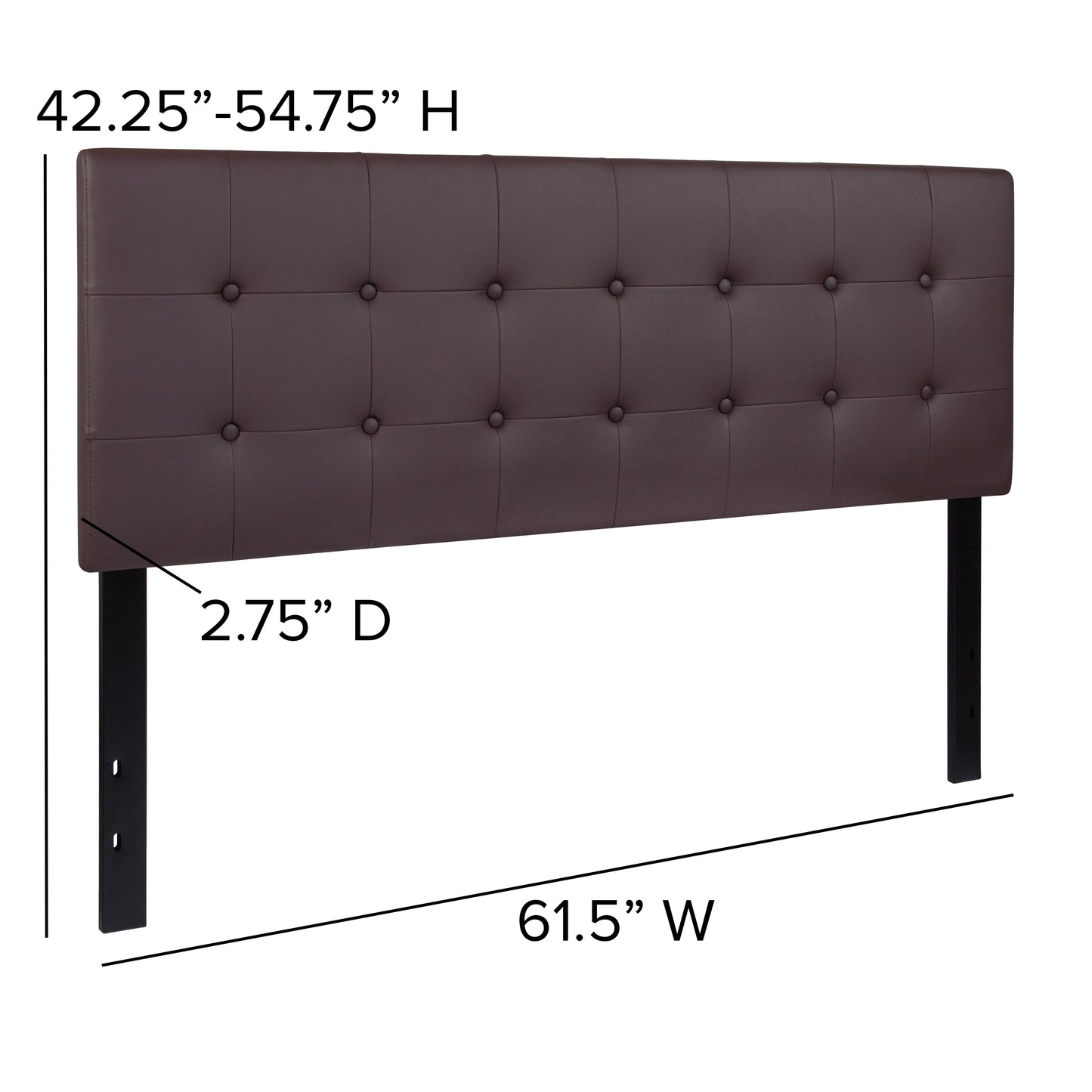 Queen Headboard-Brown Vinyl HG-HB1705-Q-BR-GG