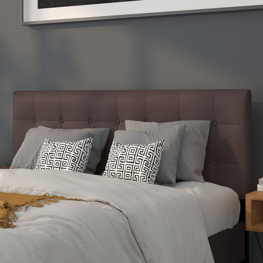 Queen Headboard-Brown Vinyl HG-HB1705-Q-BR-GG