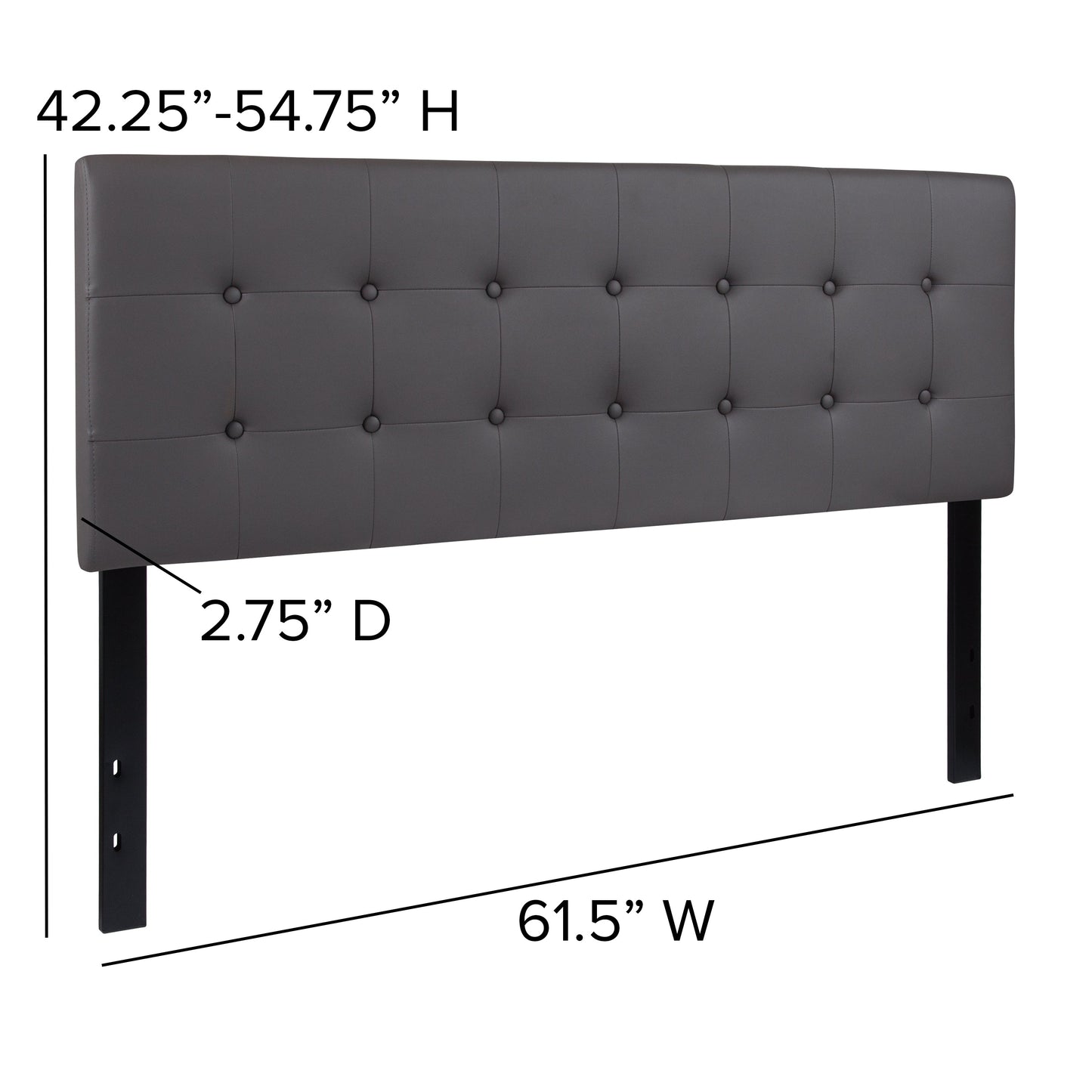 Queen Headboard-Gray Vinyl HG-HB1705-Q-GY-GG