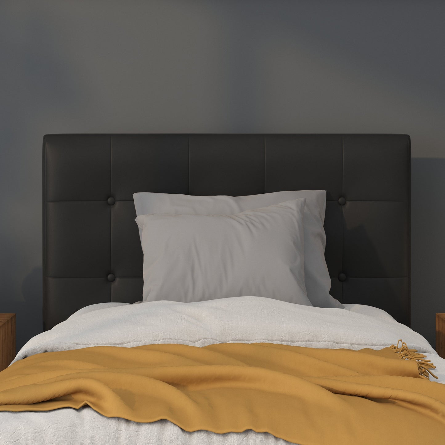 Twin Headboard-Black Vinyl HG-HB1705-T-BK-GG