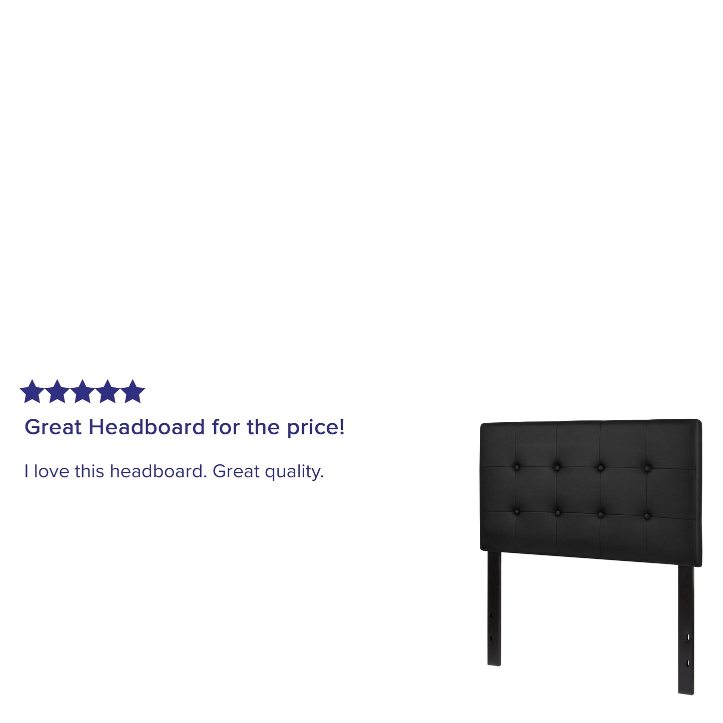 Twin Headboard-Black Vinyl HG-HB1705-T-BK-GG