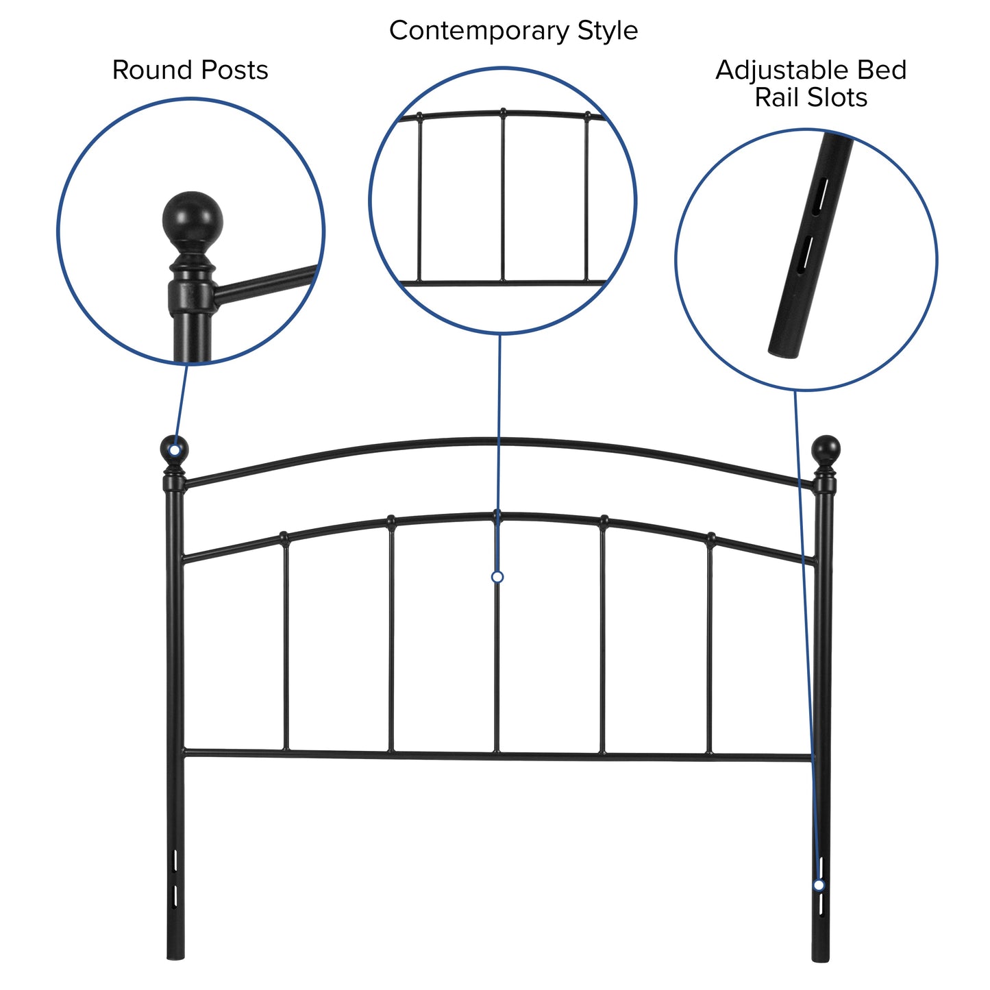 Black Metal Full Headboard HG-HB1706-F-GG