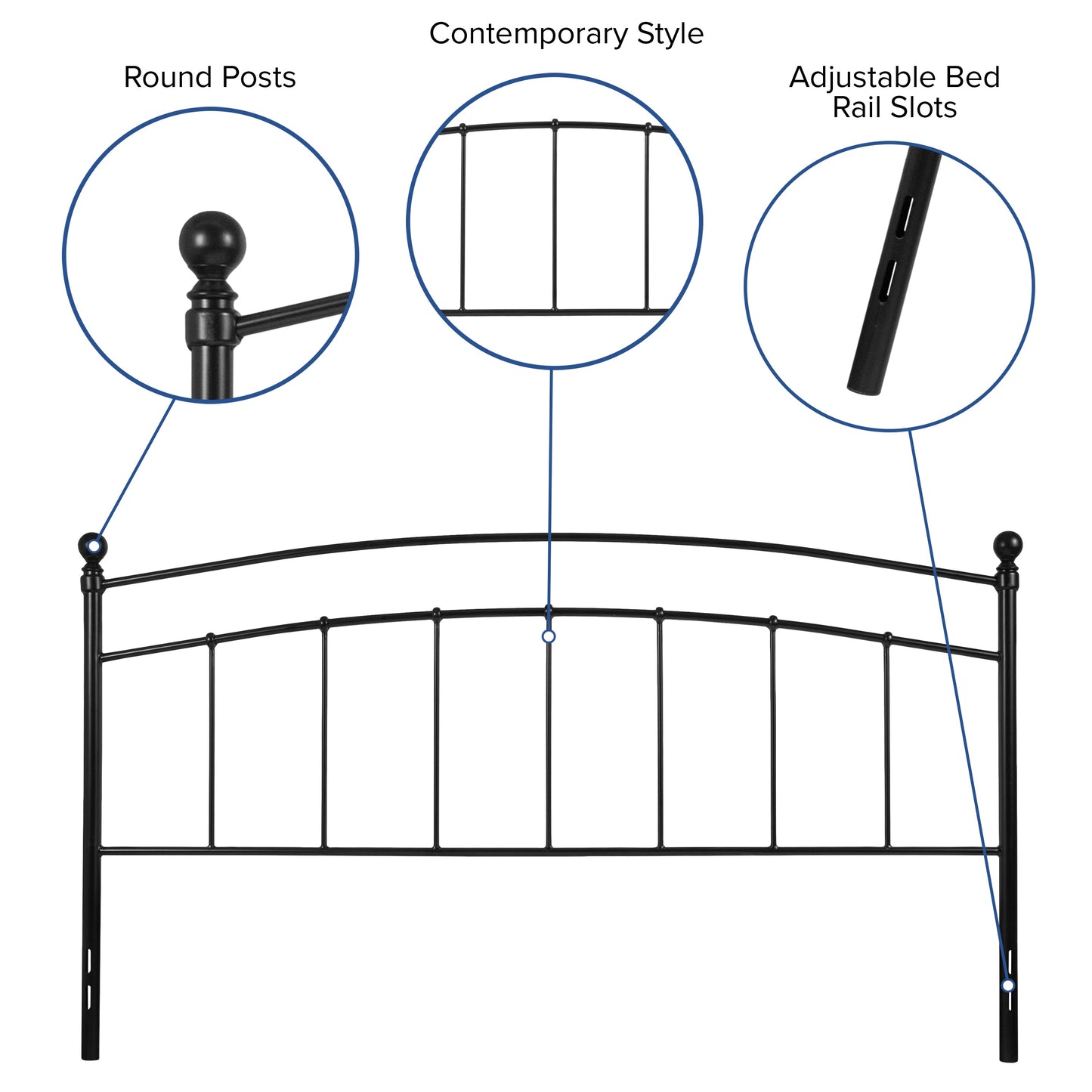 Black Metal King Headboard HG-HB1706-K-GG