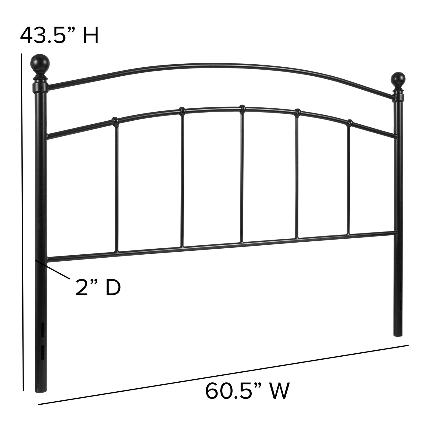 Black Metal Queen Headboard HG-HB1706-Q-GG