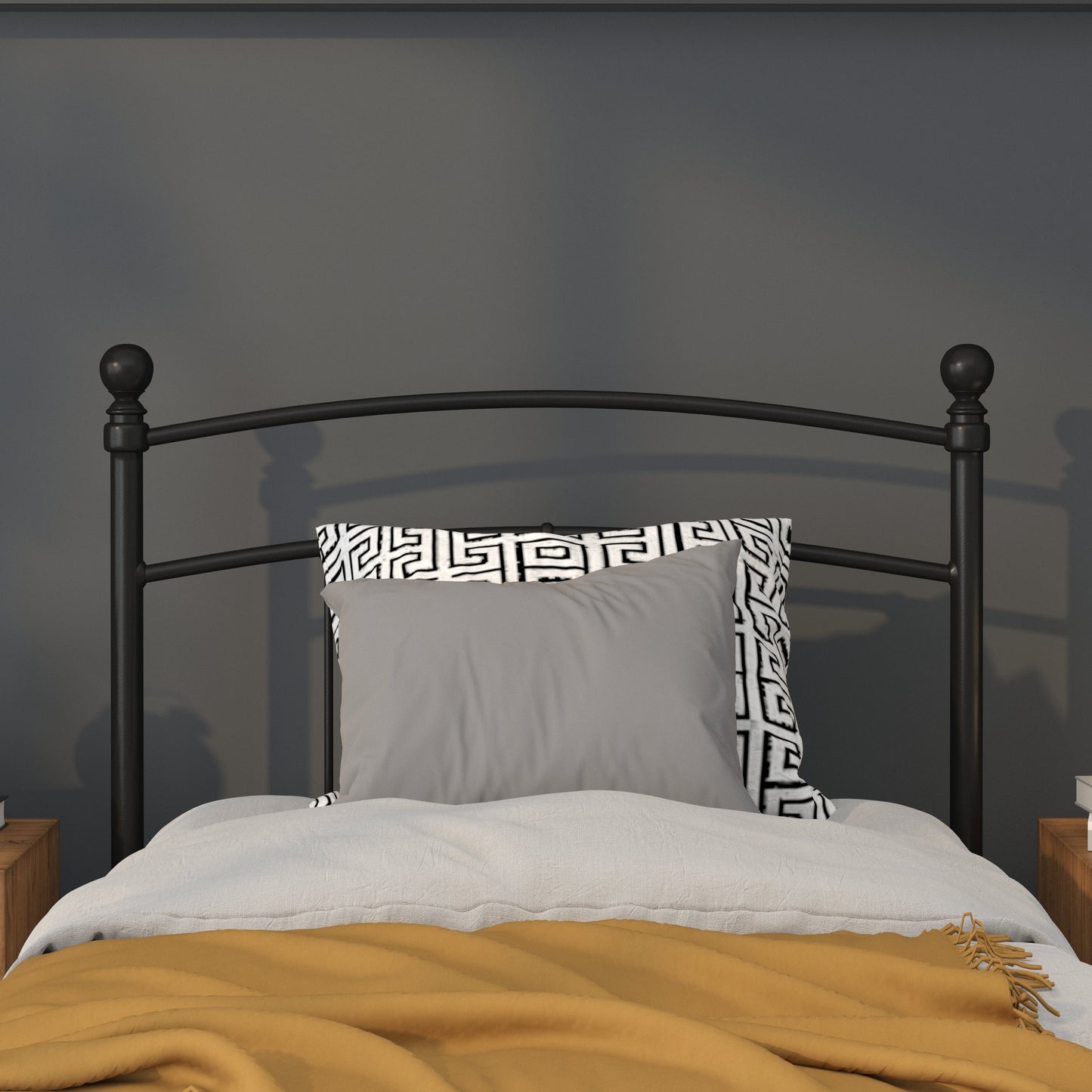 Black Metal Twin Headboard HG-HB1706-T-GG