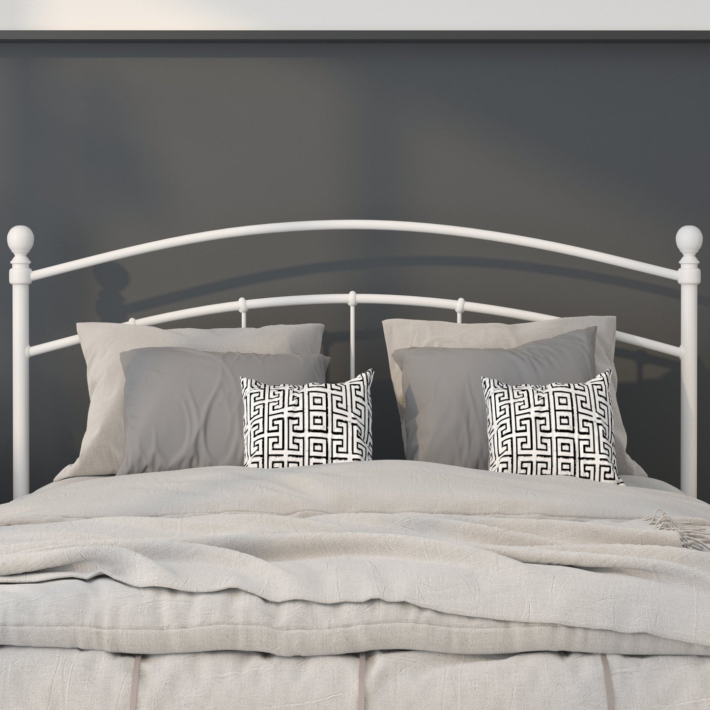 White Metal Full Headboard HG-HB1706-WH-F-GG